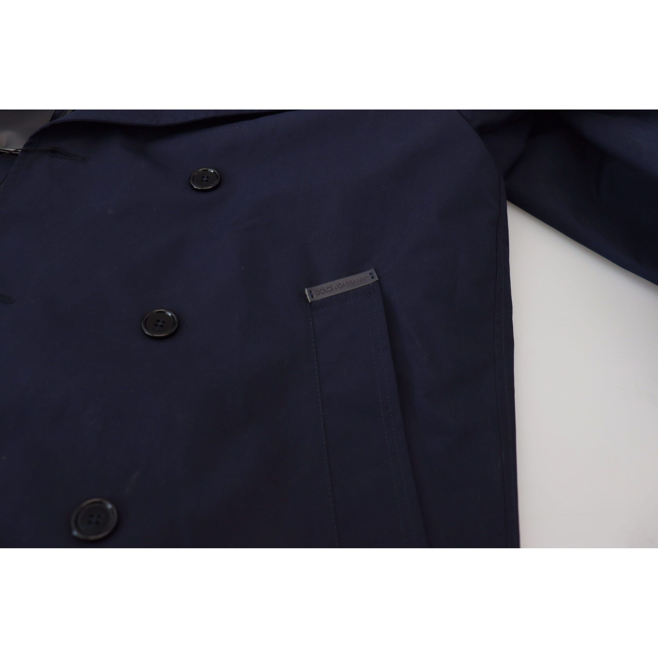Dolce & Gabbana Blue Wool Double-Breasted Parka Jacket