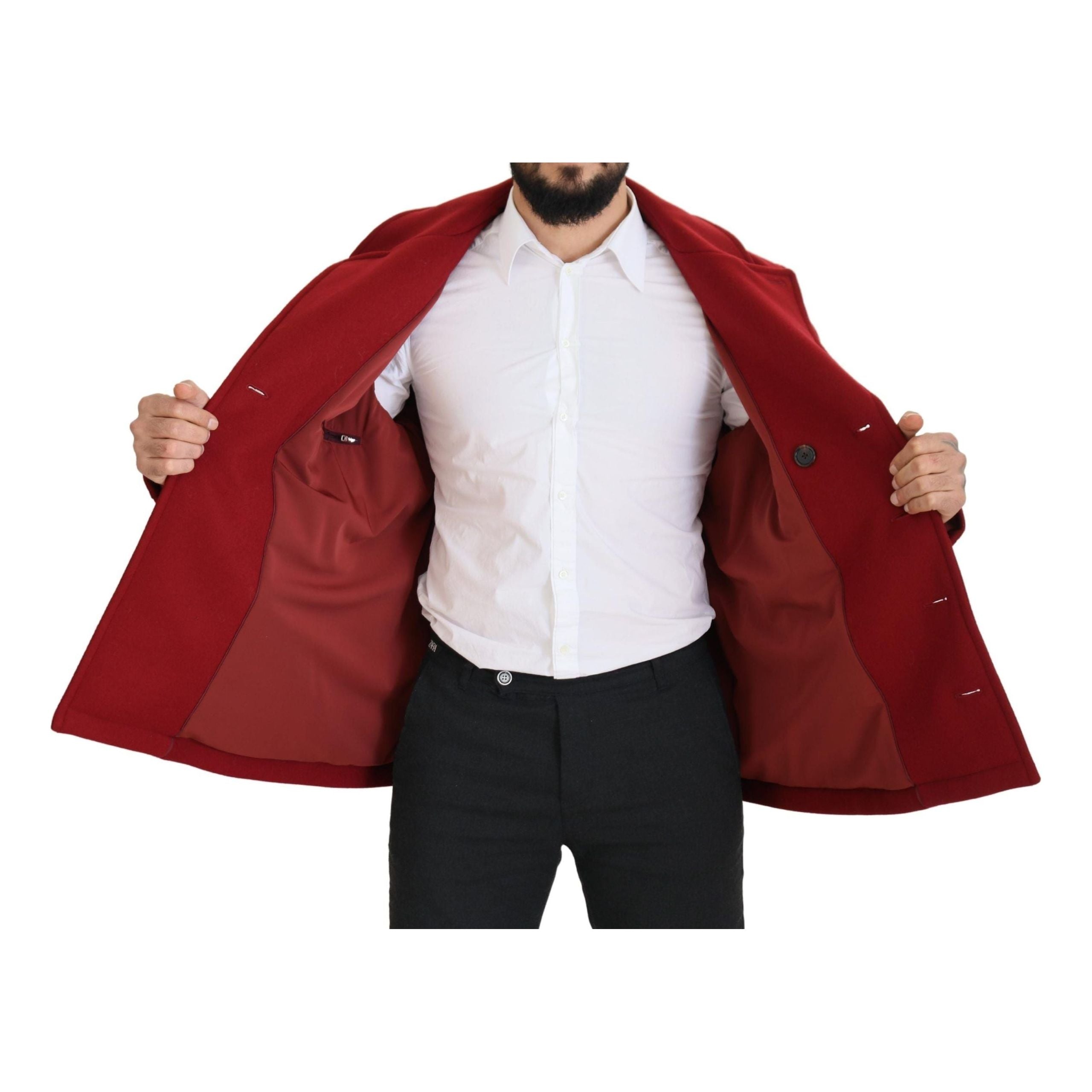 Dolce & Gabbana Red Wool Double Breasted Jacket