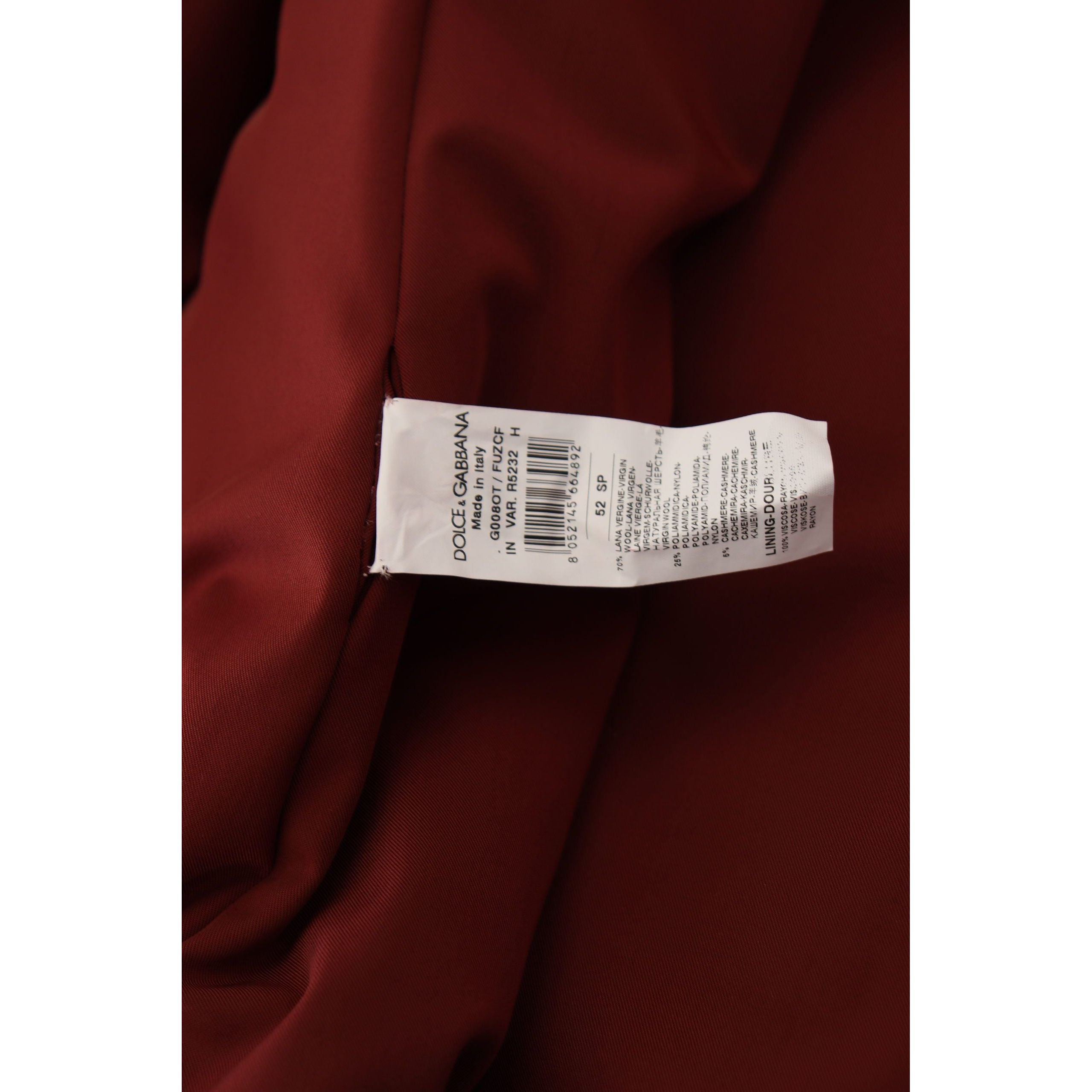 Dolce & Gabbana Red Wool Double Breasted Jacket
