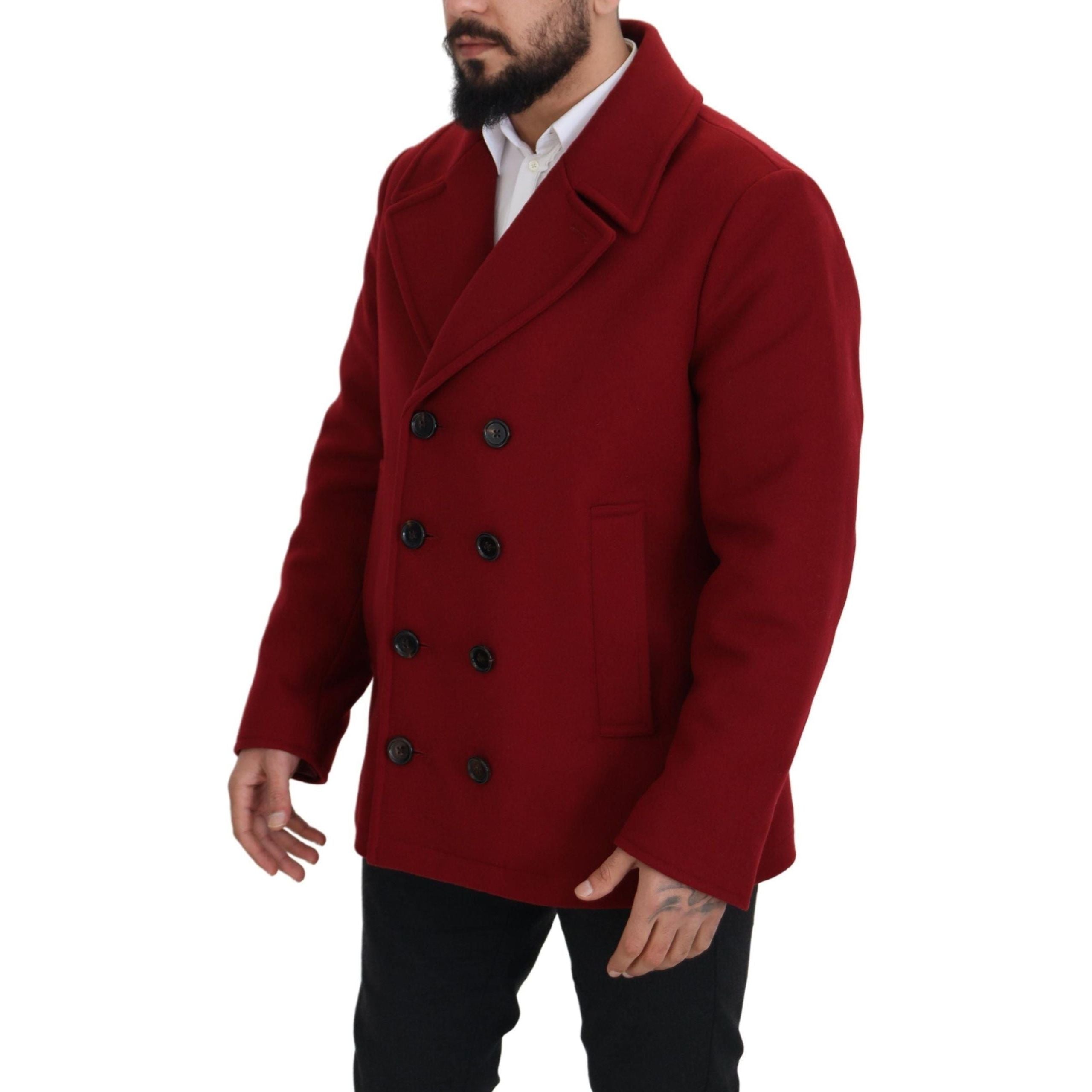 Dolce & Gabbana Red Wool Double Breasted Jacket