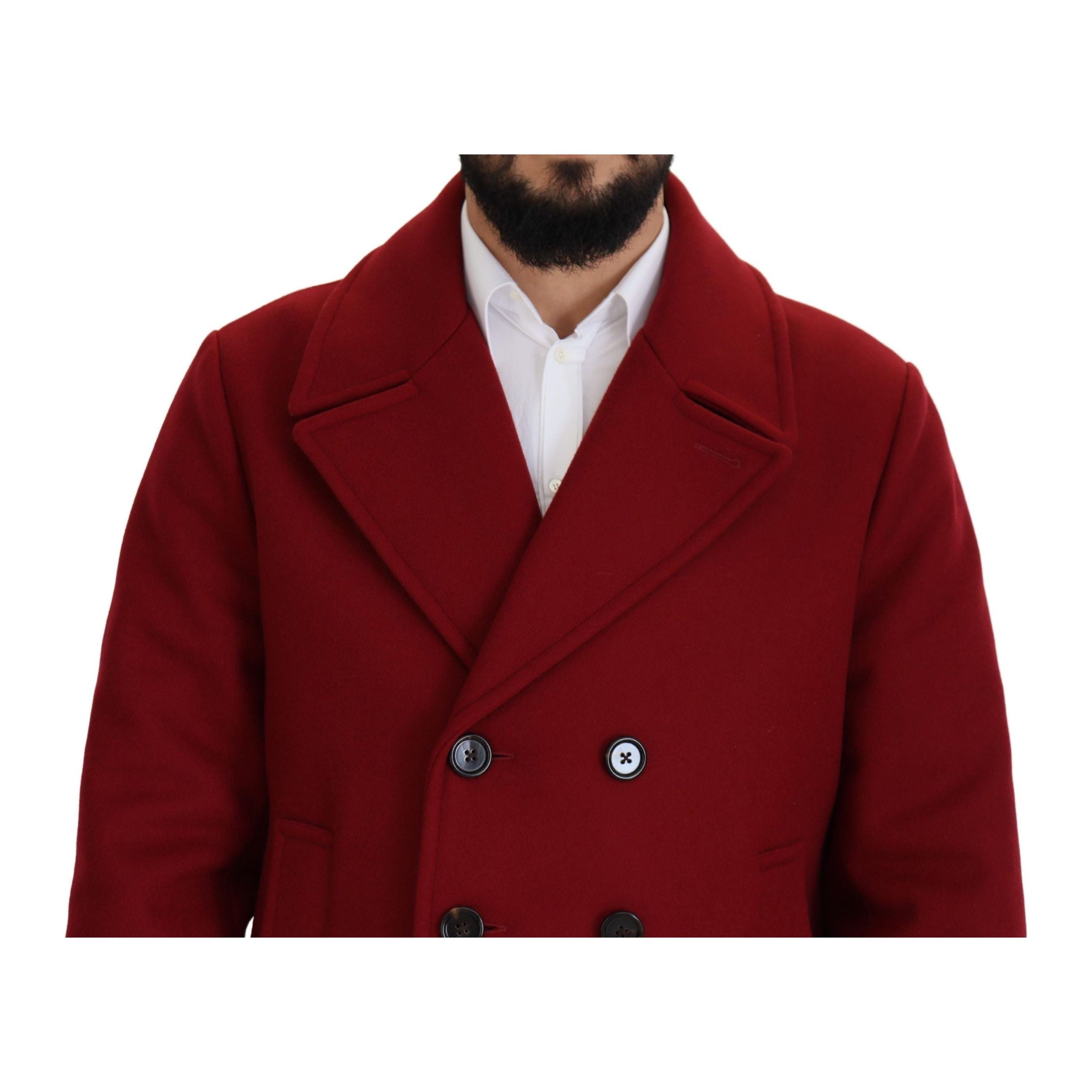 Dolce & Gabbana Red Wool Double Breasted Jacket