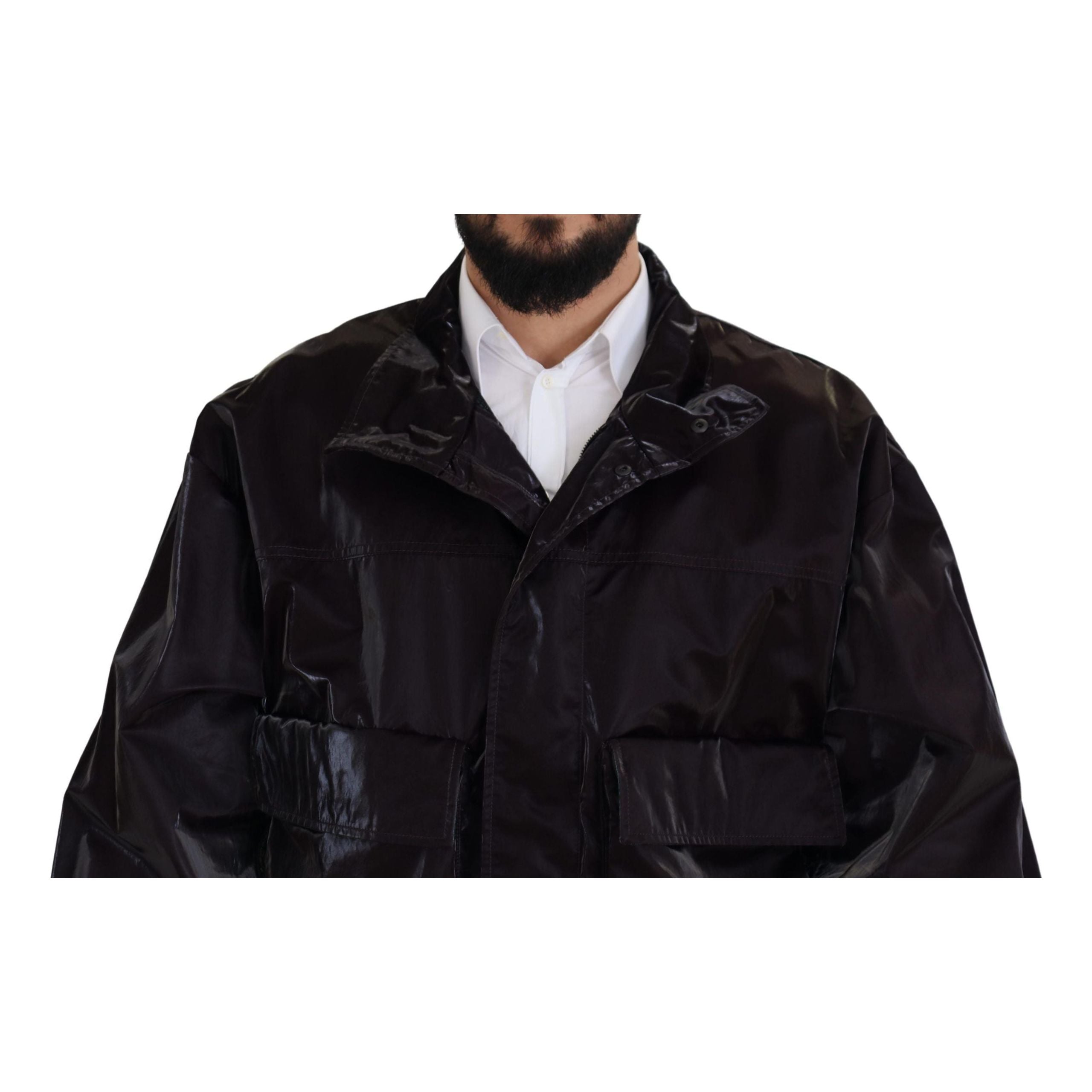 Dolce & Gabbana Bordeaux Nylon Collared Jacket Luxury Fashion