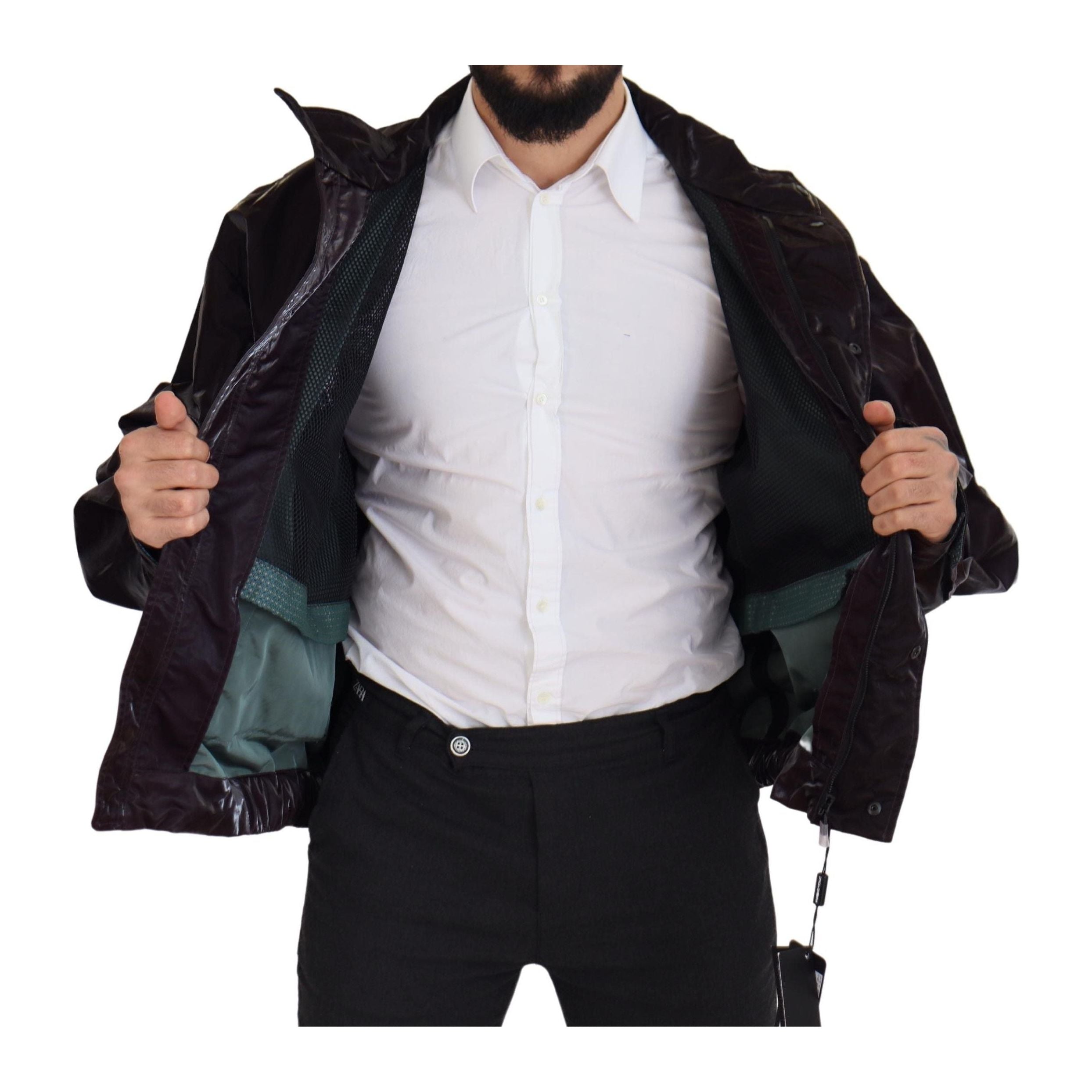 Dolce & Gabbana Bordeaux Nylon Collared Jacket Luxury Fashion