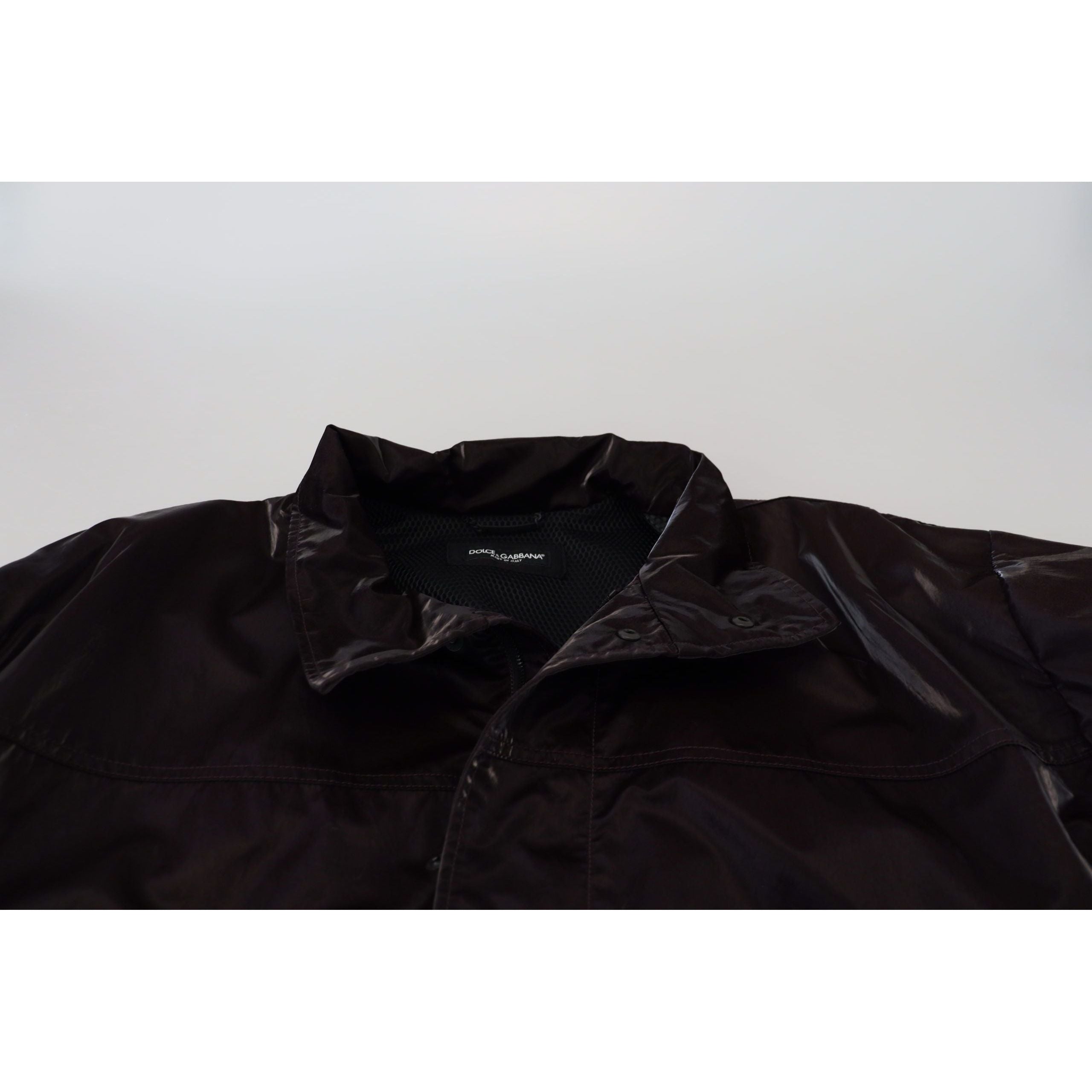 Dolce & Gabbana Bordeaux Nylon Collared Jacket Luxury Fashion