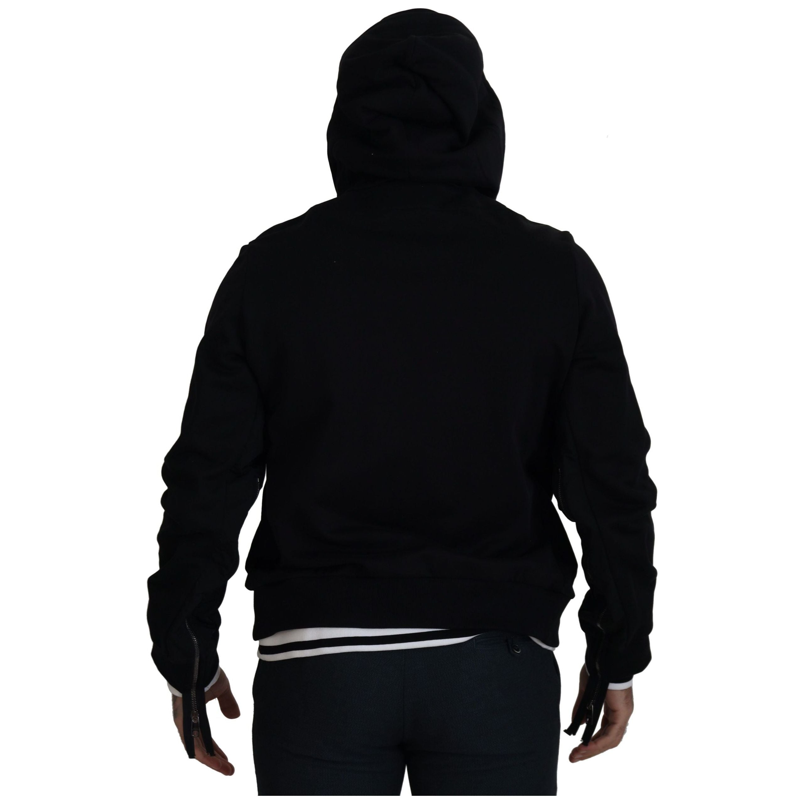 Dolce & Gabbana Black Nylon Bomber Jacket with Hood