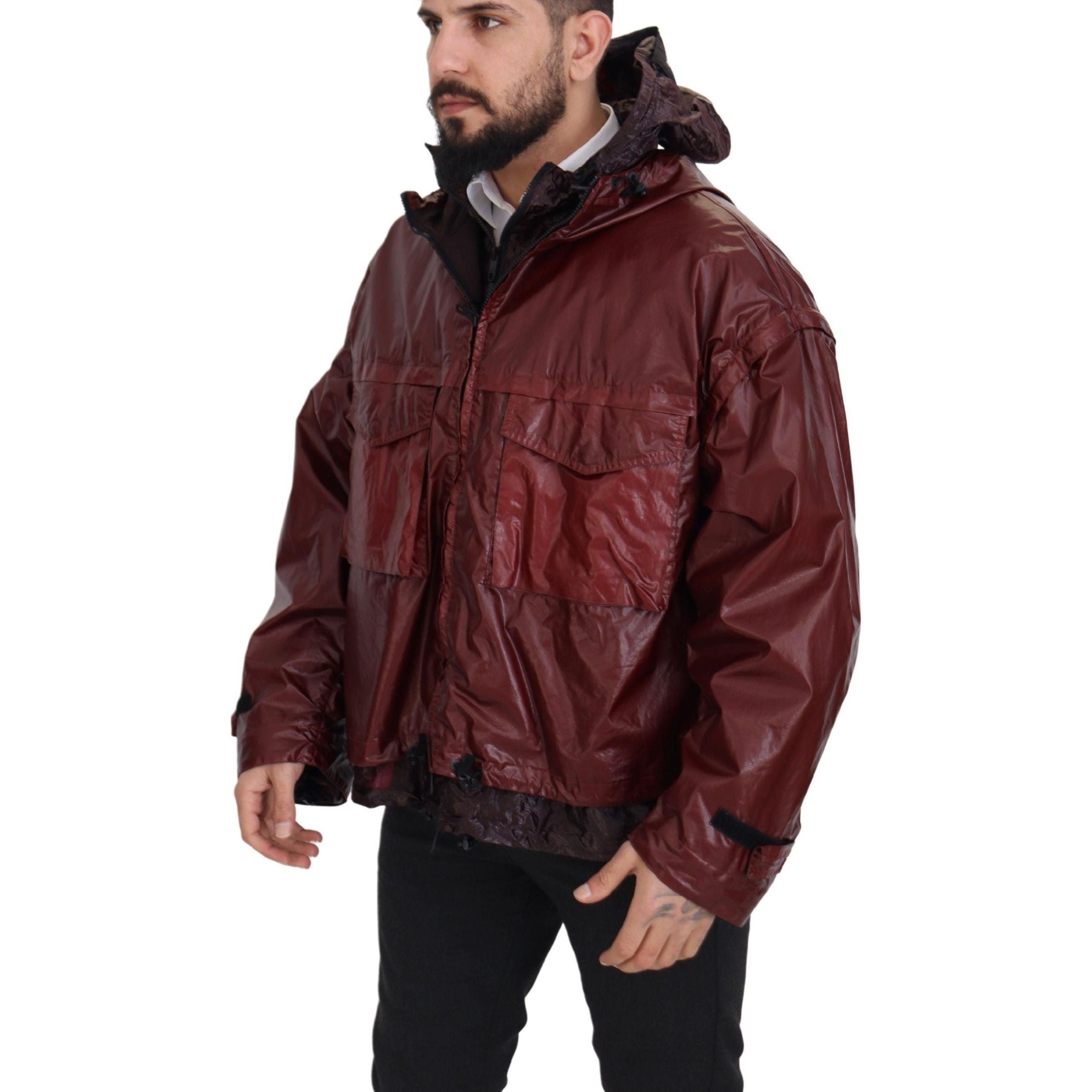 Dolce & Gabbana Bordeaux Cotton Full Zip Hooded Jacket