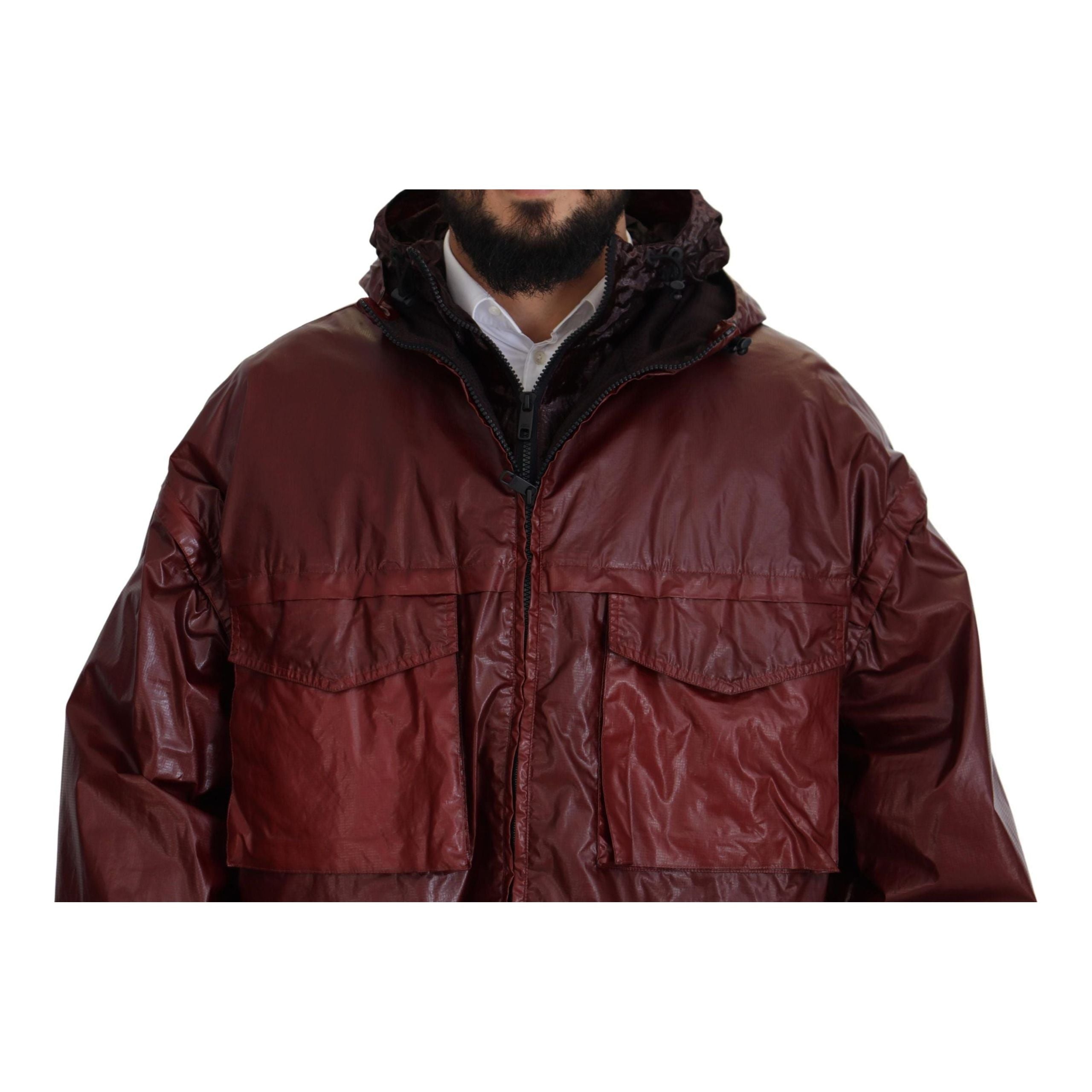 Dolce & Gabbana Bordeaux Cotton Full Zip Hooded Jacket