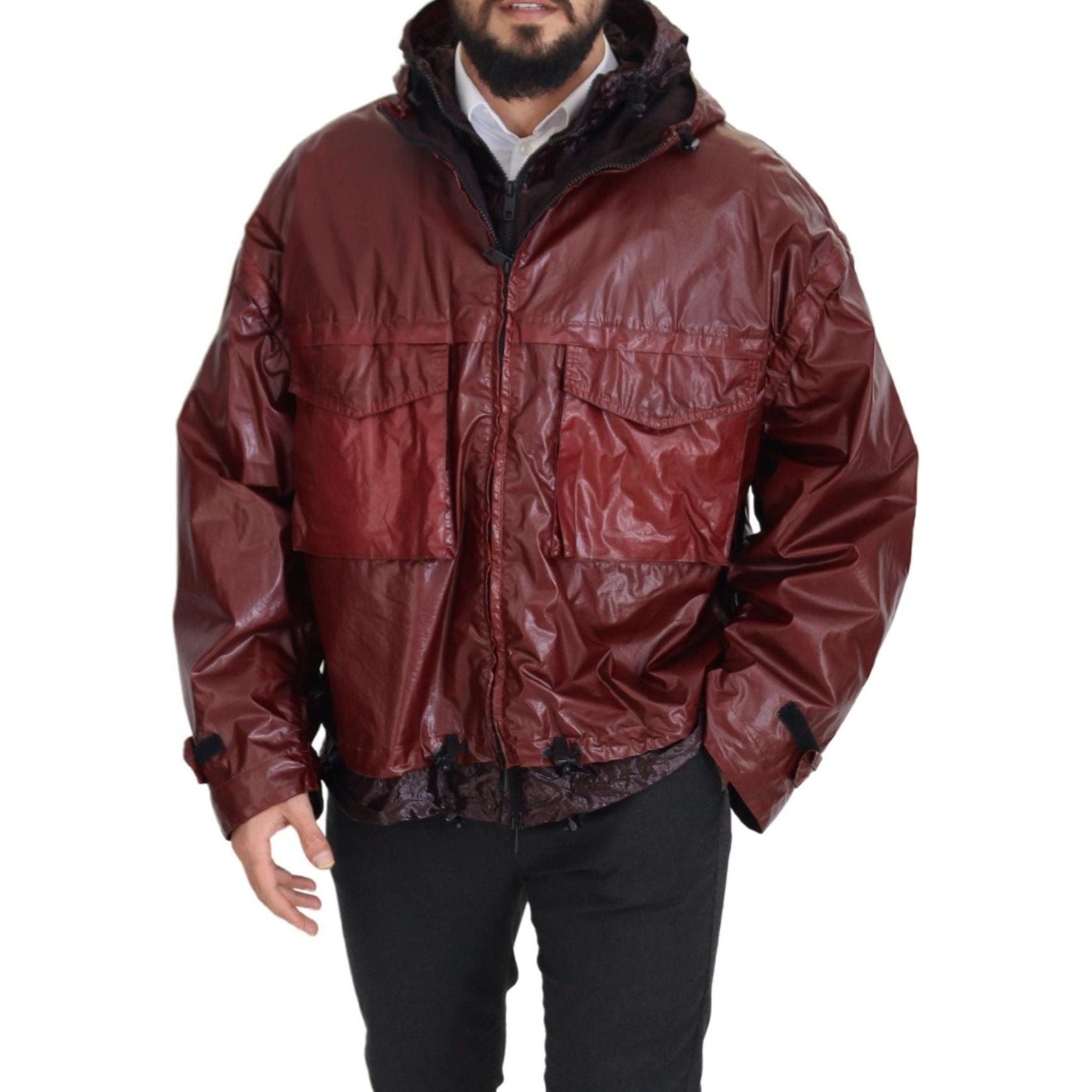 Dolce & Gabbana Bordeaux Cotton Full Zip Hooded Jacket