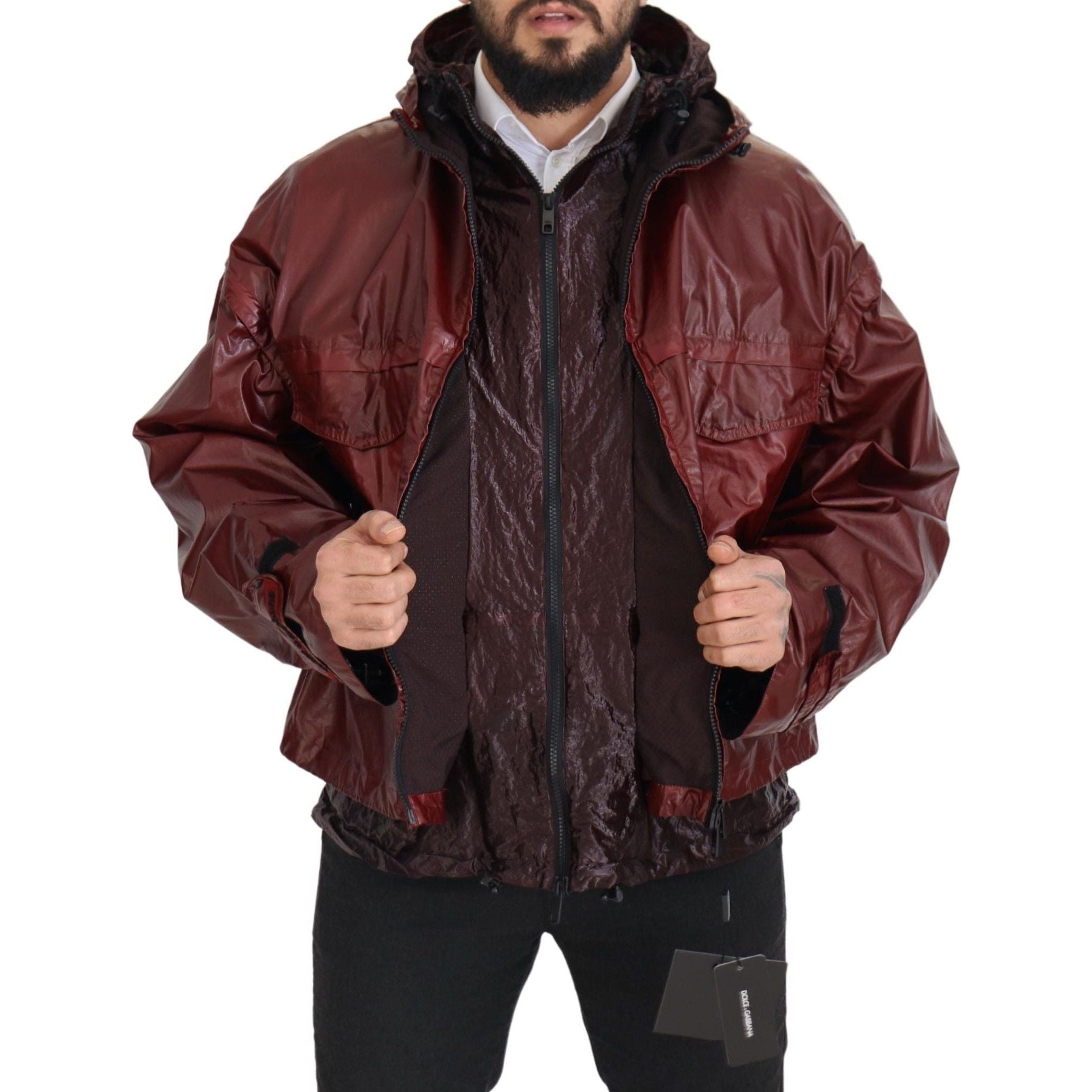 Dolce & Gabbana Bordeaux Cotton Full Zip Hooded Jacket
