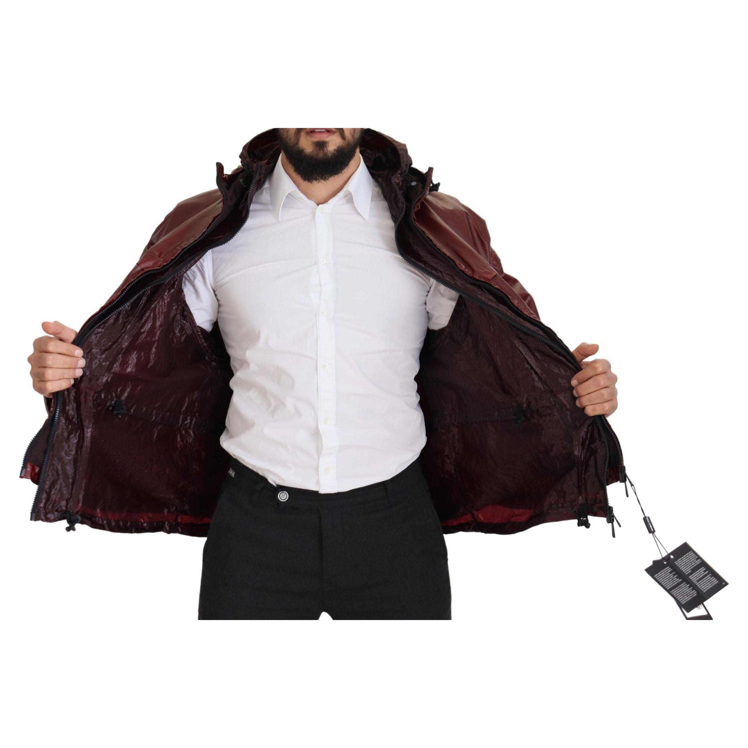 Dolce & Gabbana Bordeaux Cotton Full Zip Hooded Jacket