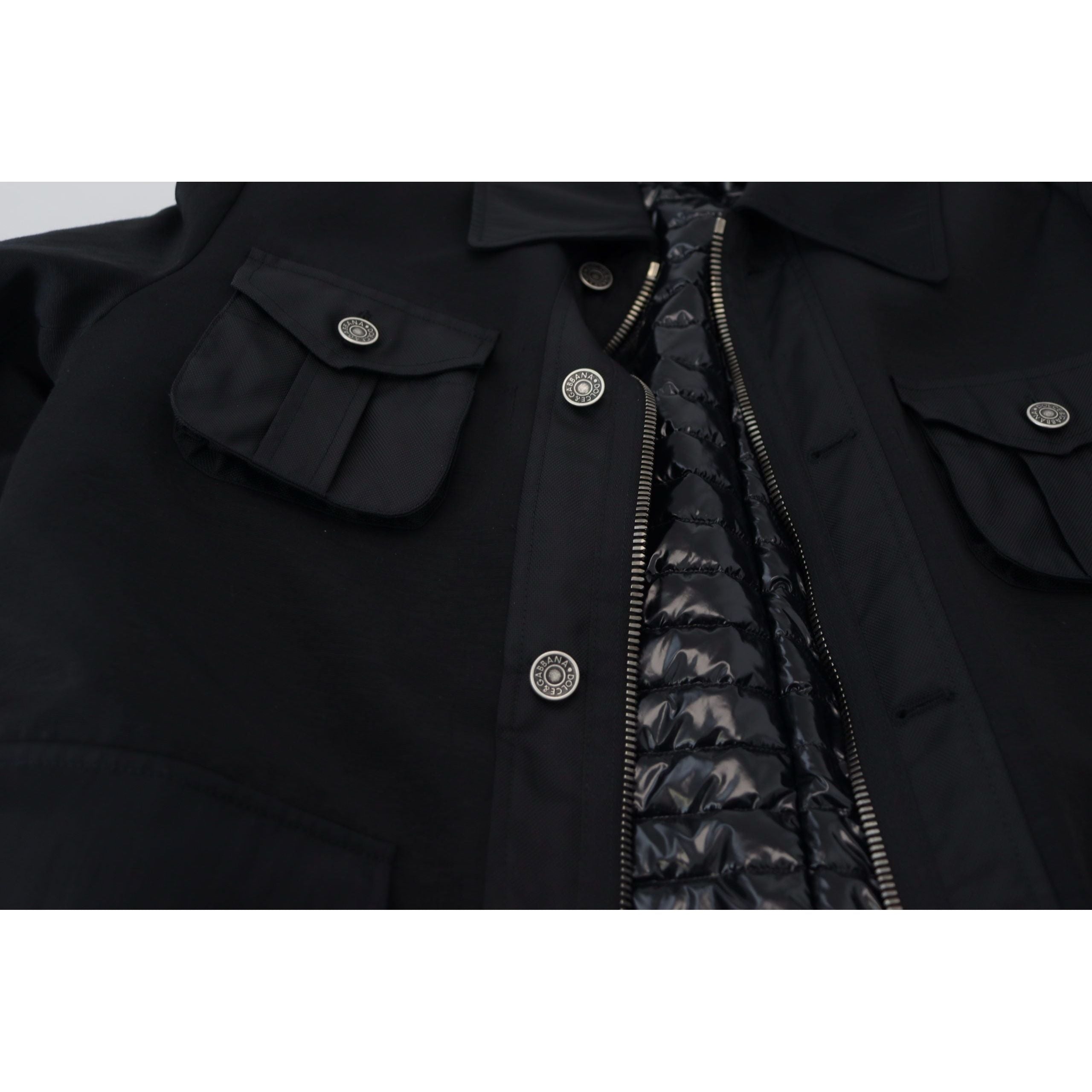 Dolce & Gabbana Black Wool Blend Elegant Full Zip Jacket