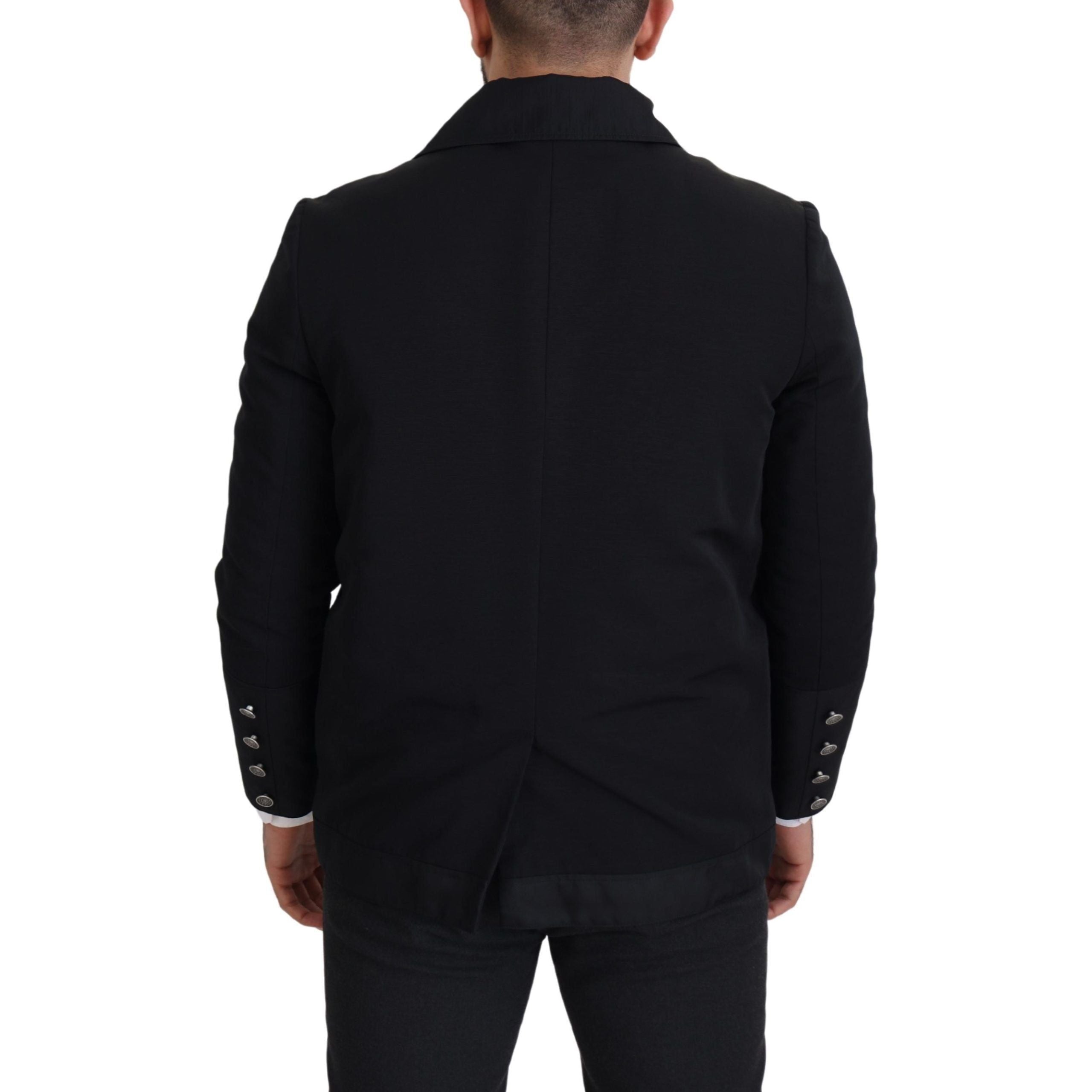 Dolce & Gabbana Black Wool Blend Elegant Full Zip Jacket