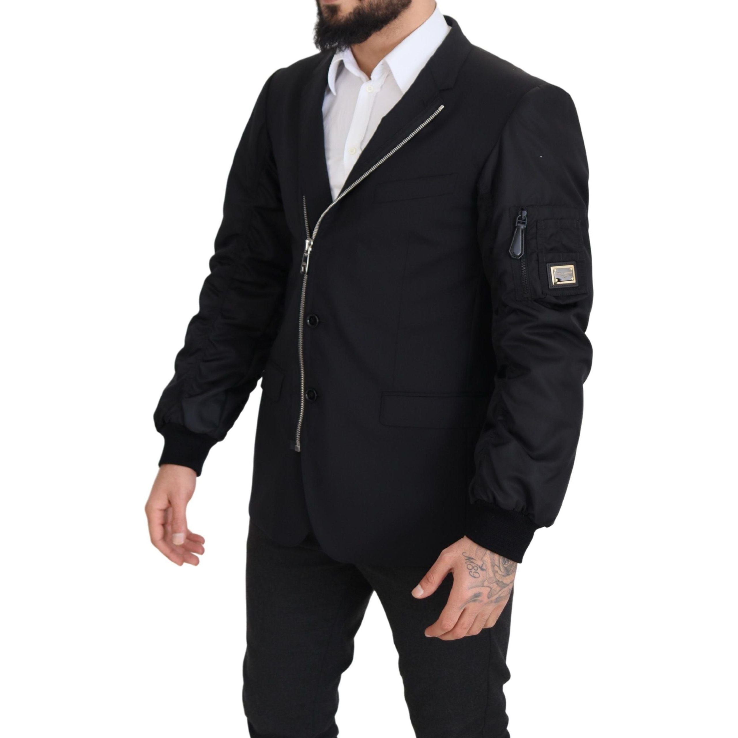 Dolce & Gabbana Black Virgin Wool Jacket Elegance