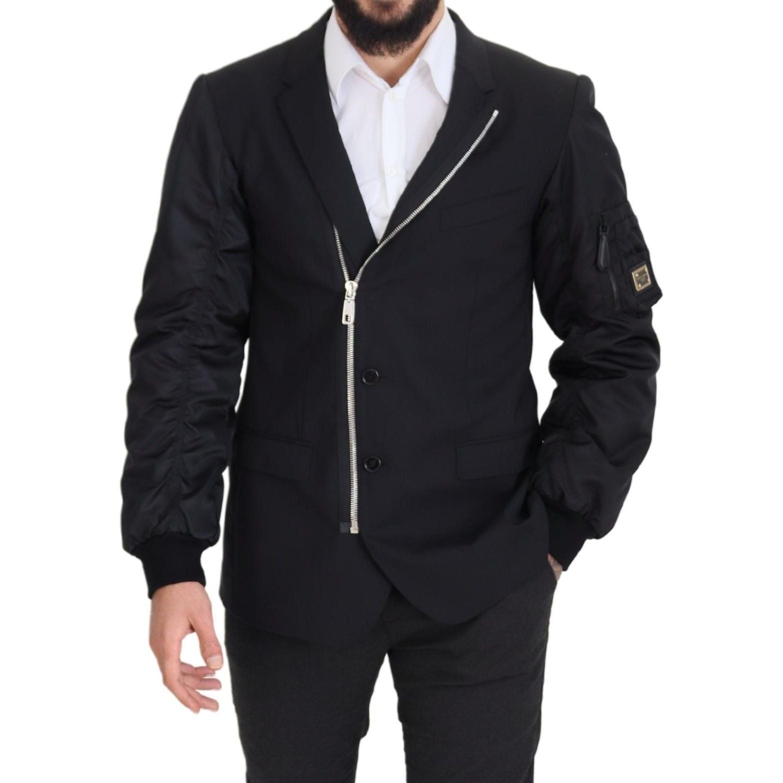 Dolce & Gabbana Black Virgin Wool Jacket Elegance