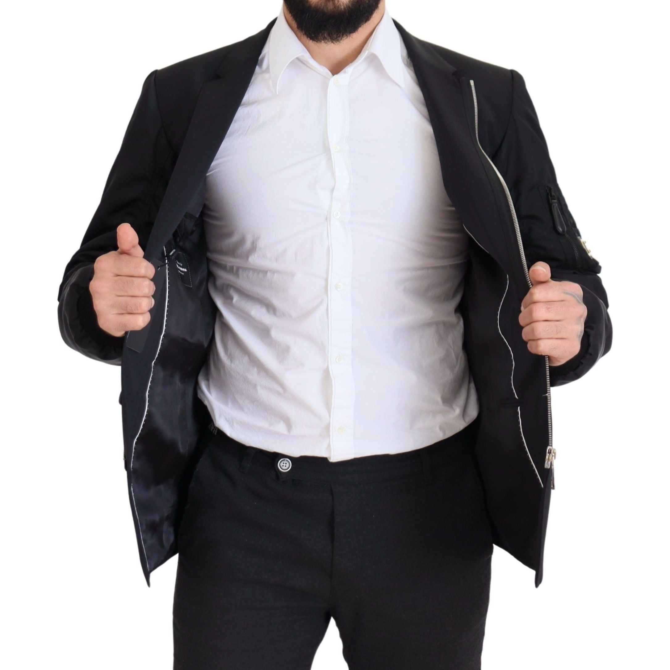 Dolce & Gabbana Black Virgin Wool Jacket Elegance