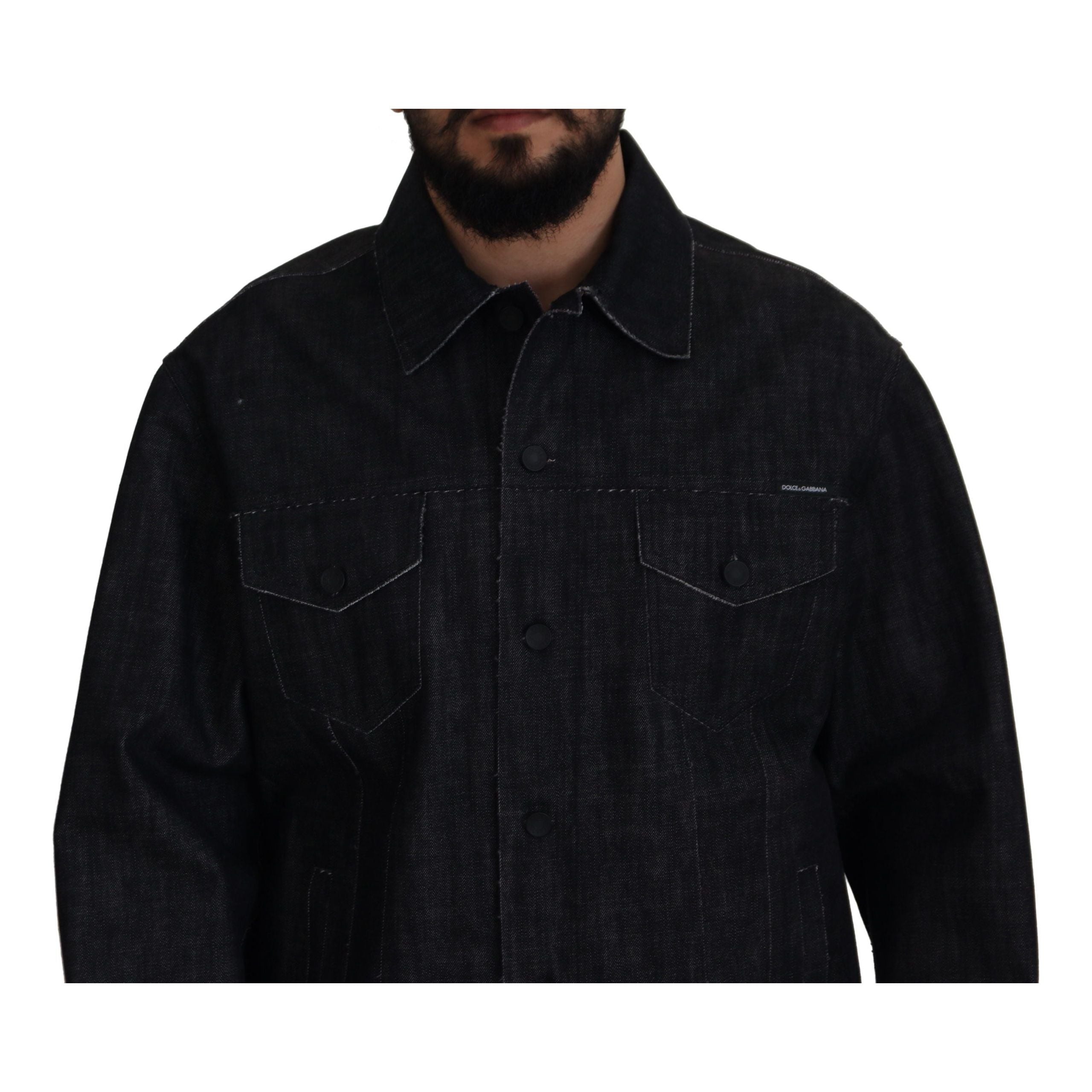 Dolce & Gabbana Black Cotton Denim Jacket for Distinct Style