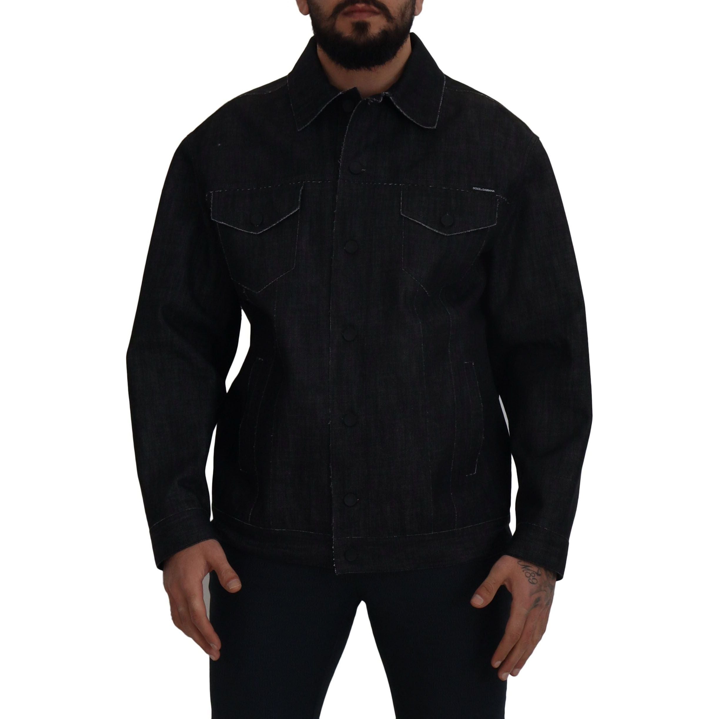Dolce & Gabbana Black Cotton Denim Jacket for Distinct Style