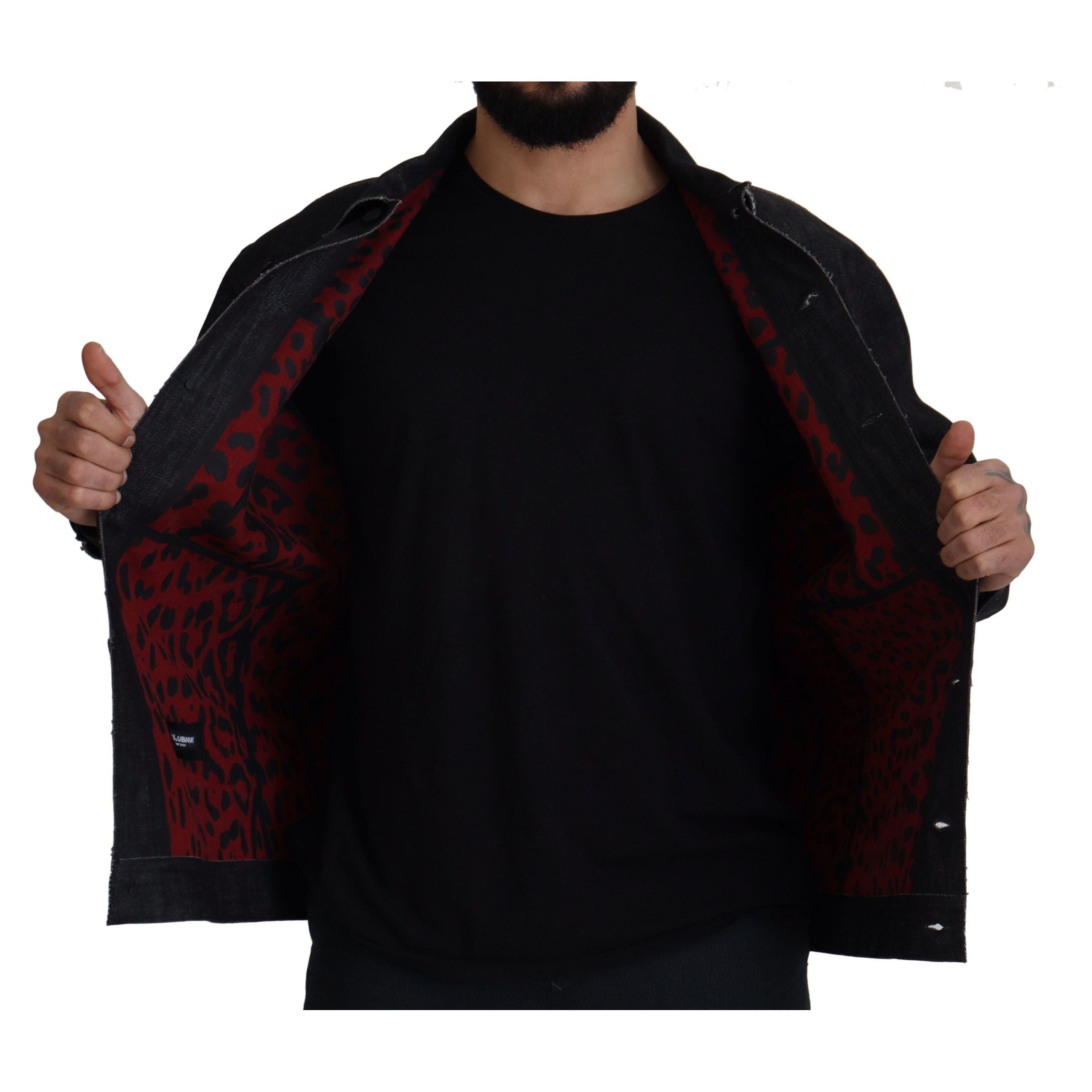 Dolce & Gabbana Black Cotton Denim Jacket for Distinct Style