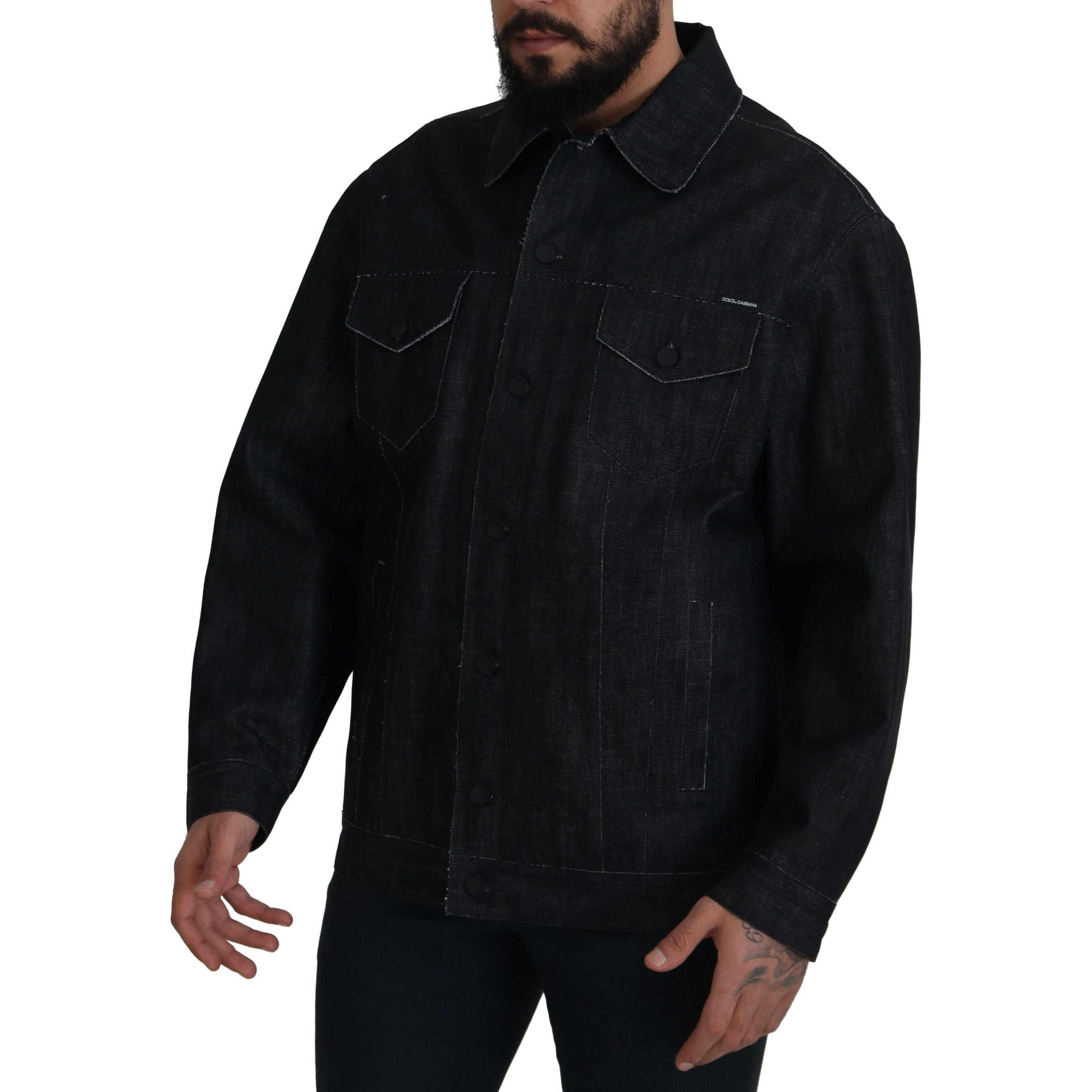 Dolce & Gabbana Black Cotton Denim Jacket for Distinct Style