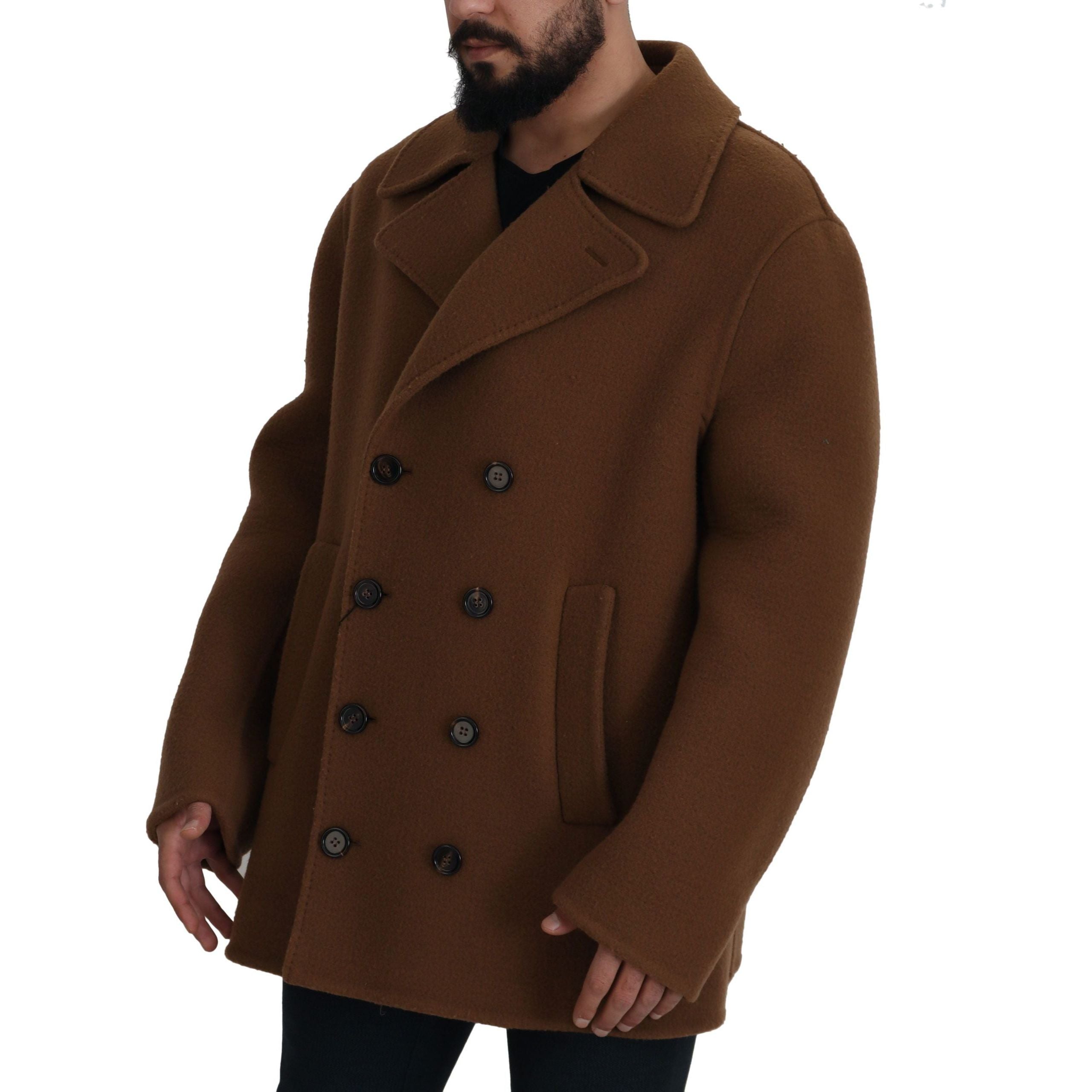 Dolce & Gabbana Brown Virgin Wool Double Breasted Jacket