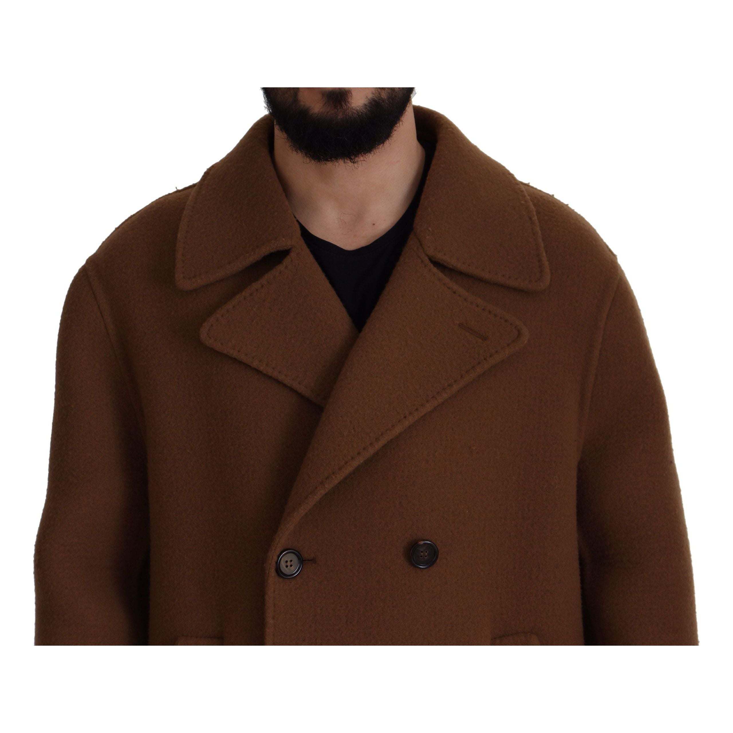 Dolce & Gabbana Brown Virgin Wool Double Breasted Jacket