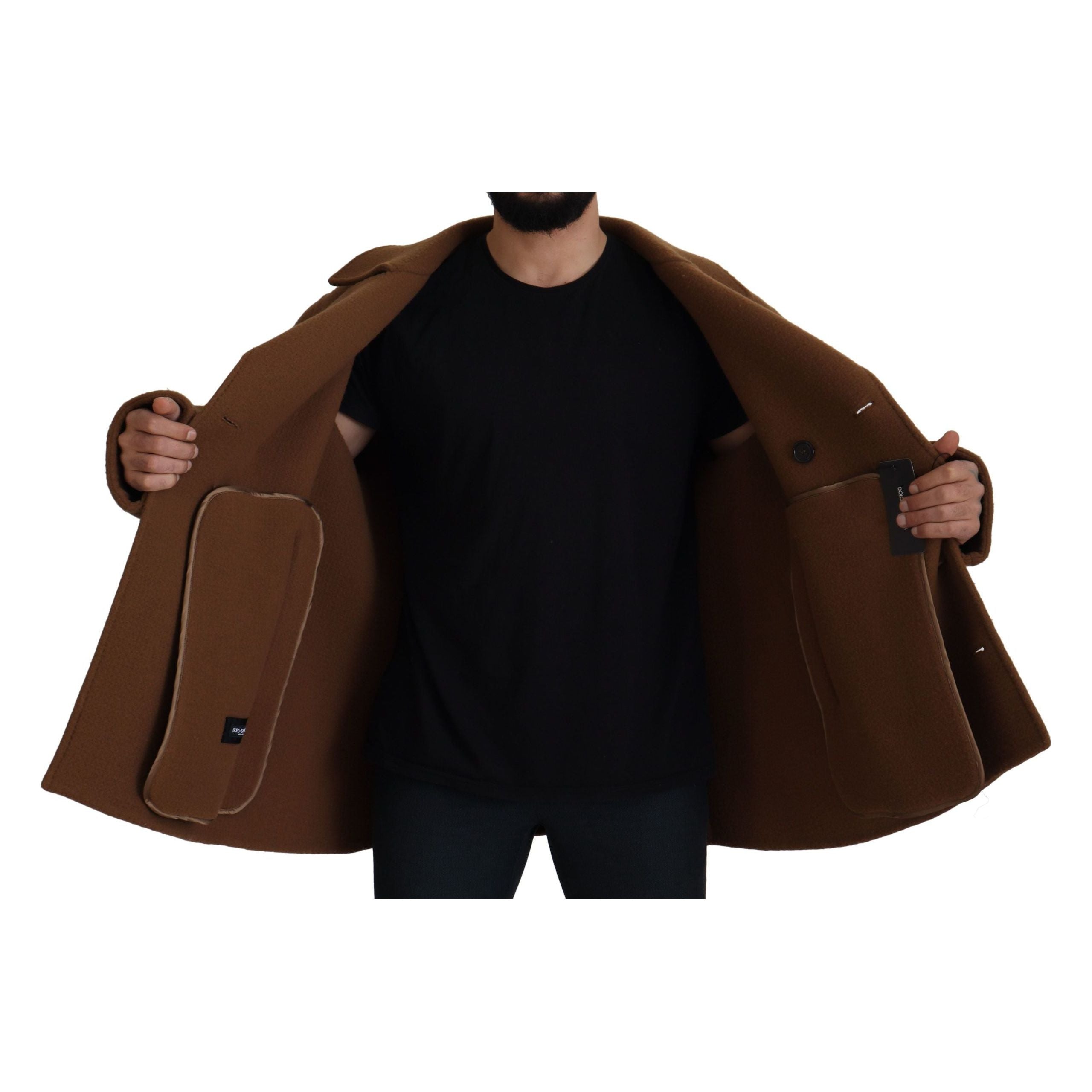Dolce & Gabbana Brown Virgin Wool Double Breasted Jacket