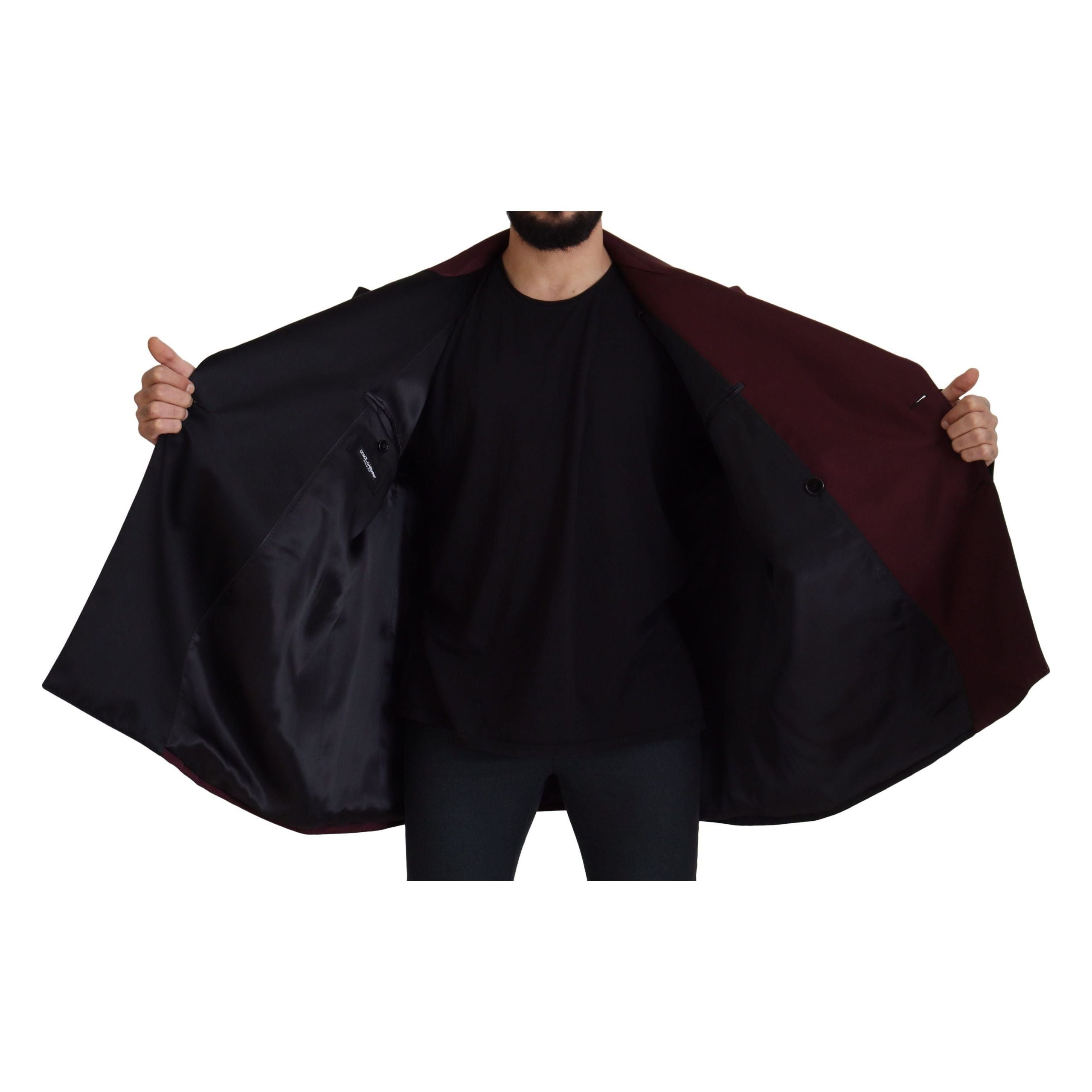 Dolce & Gabbana Bordeaux Wool Double-Breasted Jacket
