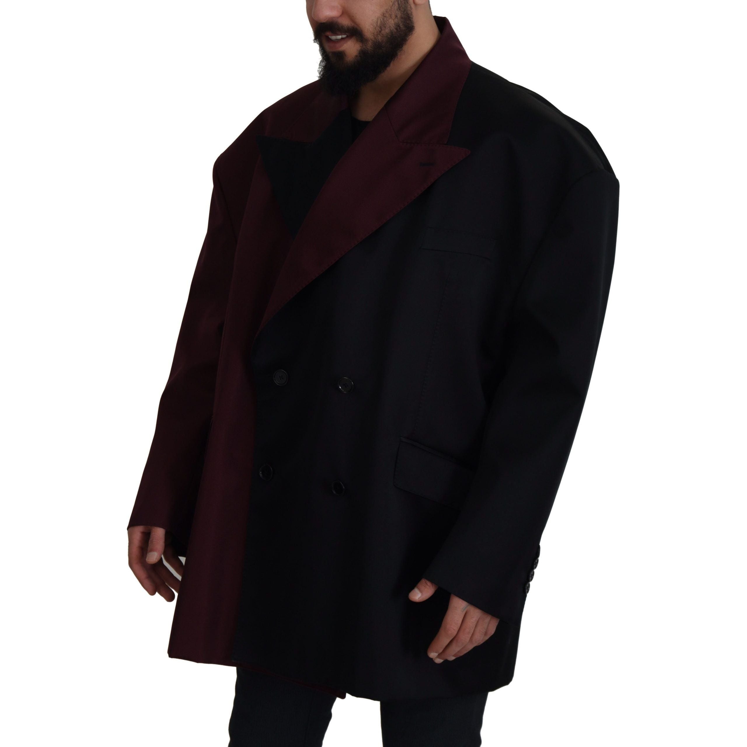 Dolce & Gabbana Bordeaux Wool Double-Breasted Jacket