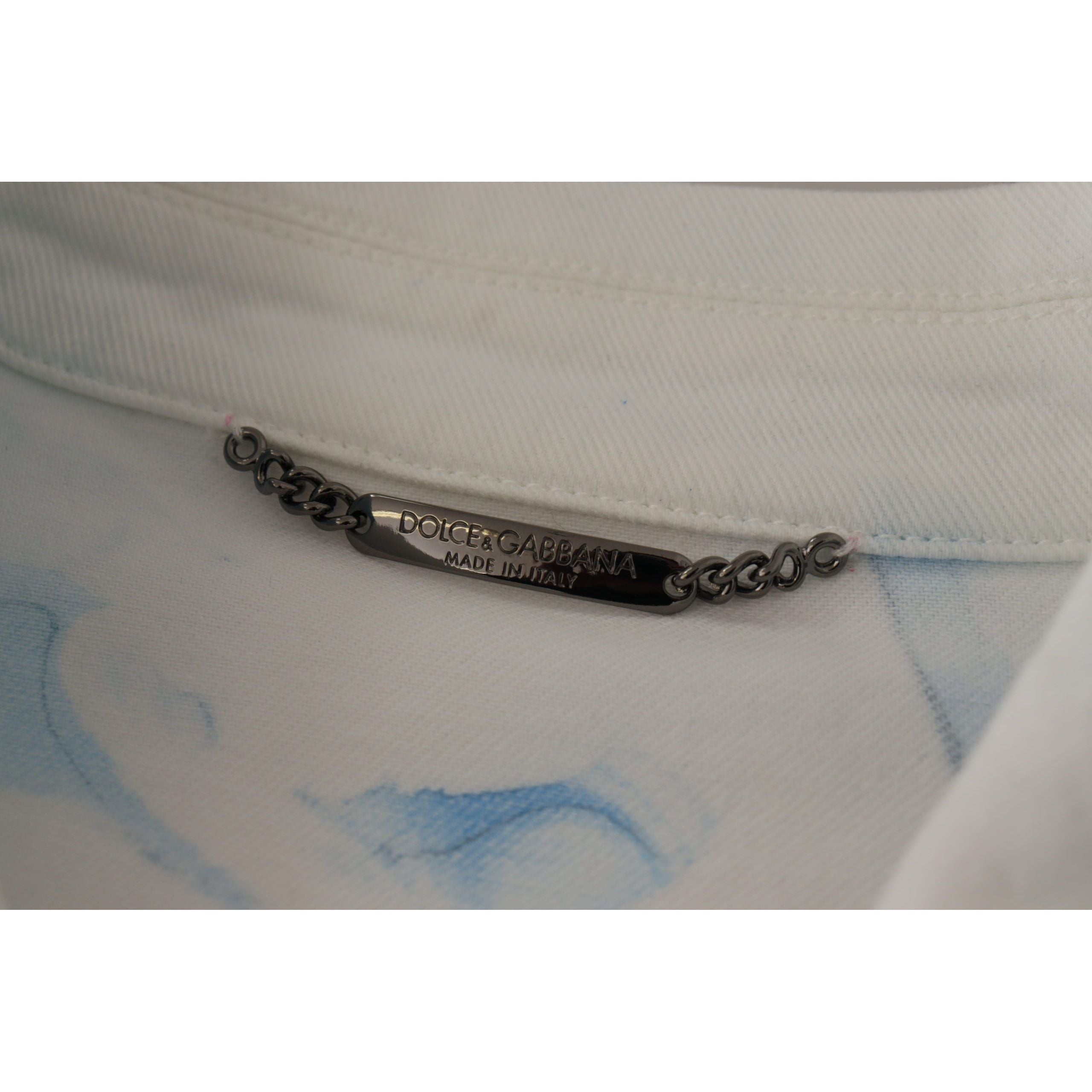 Dolce & Gabbana Multicolor Denim Embroidered Jacket