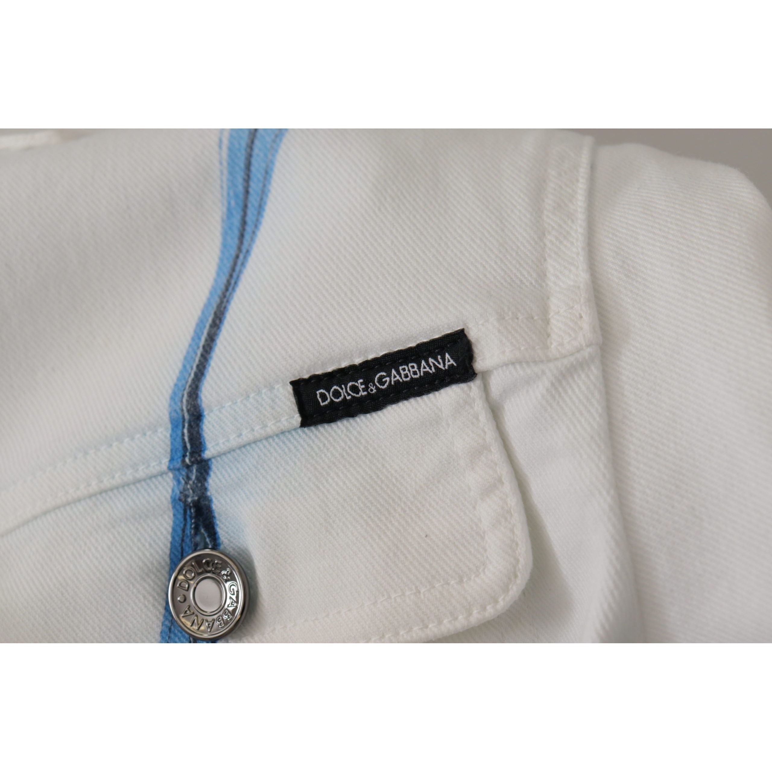 Dolce & Gabbana Multicolor Denim Embroidered Jacket