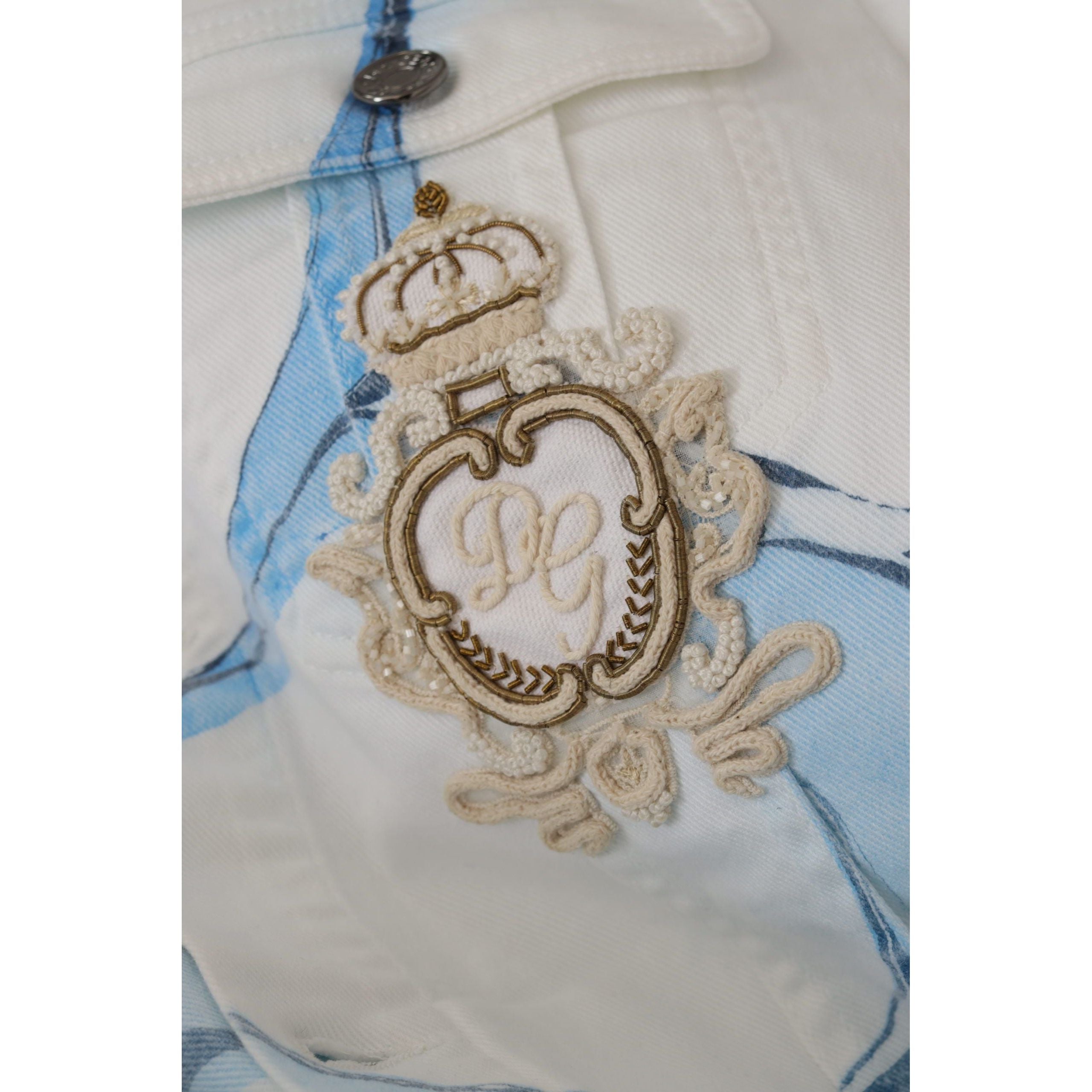 Dolce & Gabbana Multicolor Denim Embroidered Jacket