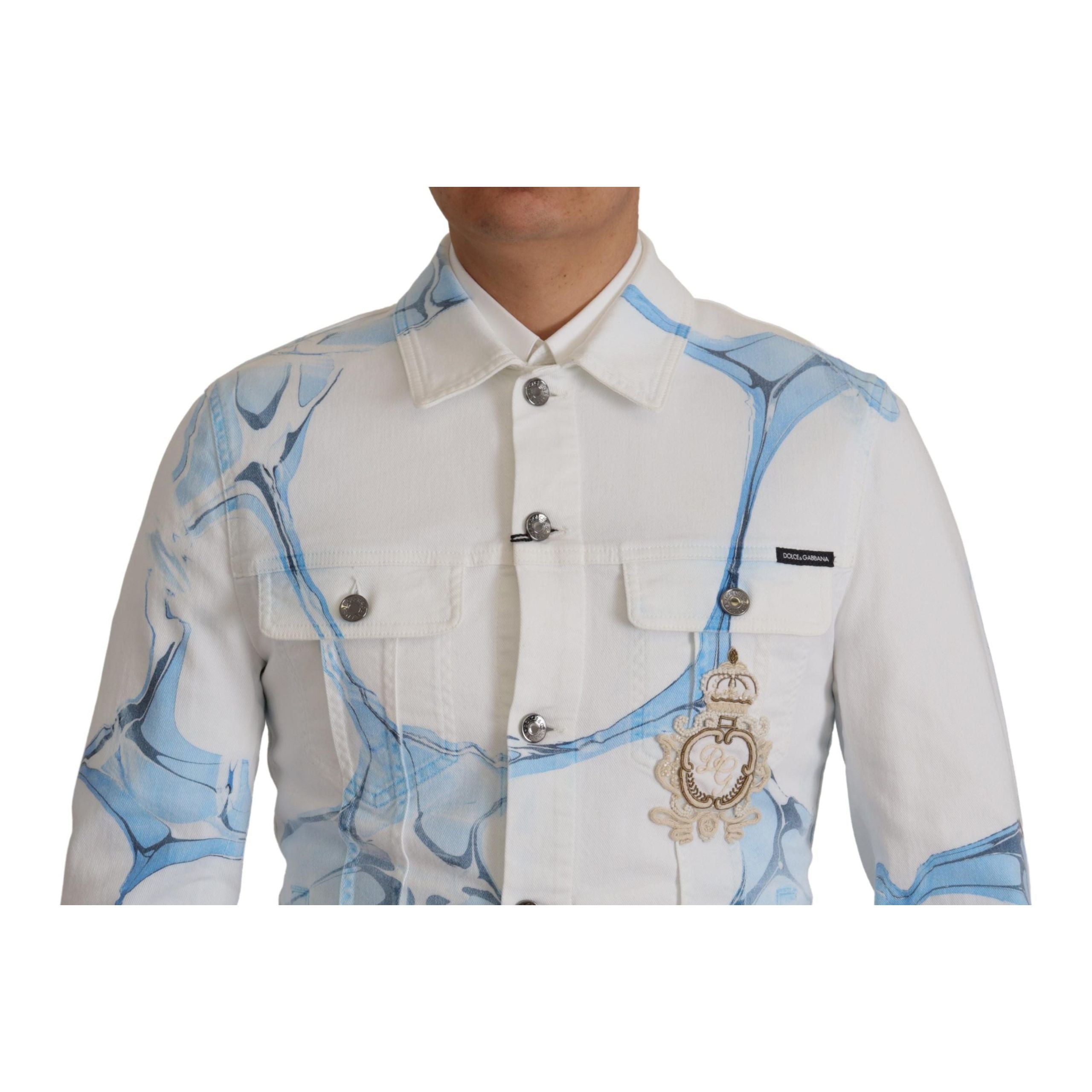 Dolce & Gabbana Multicolor Denim Embroidered Jacket