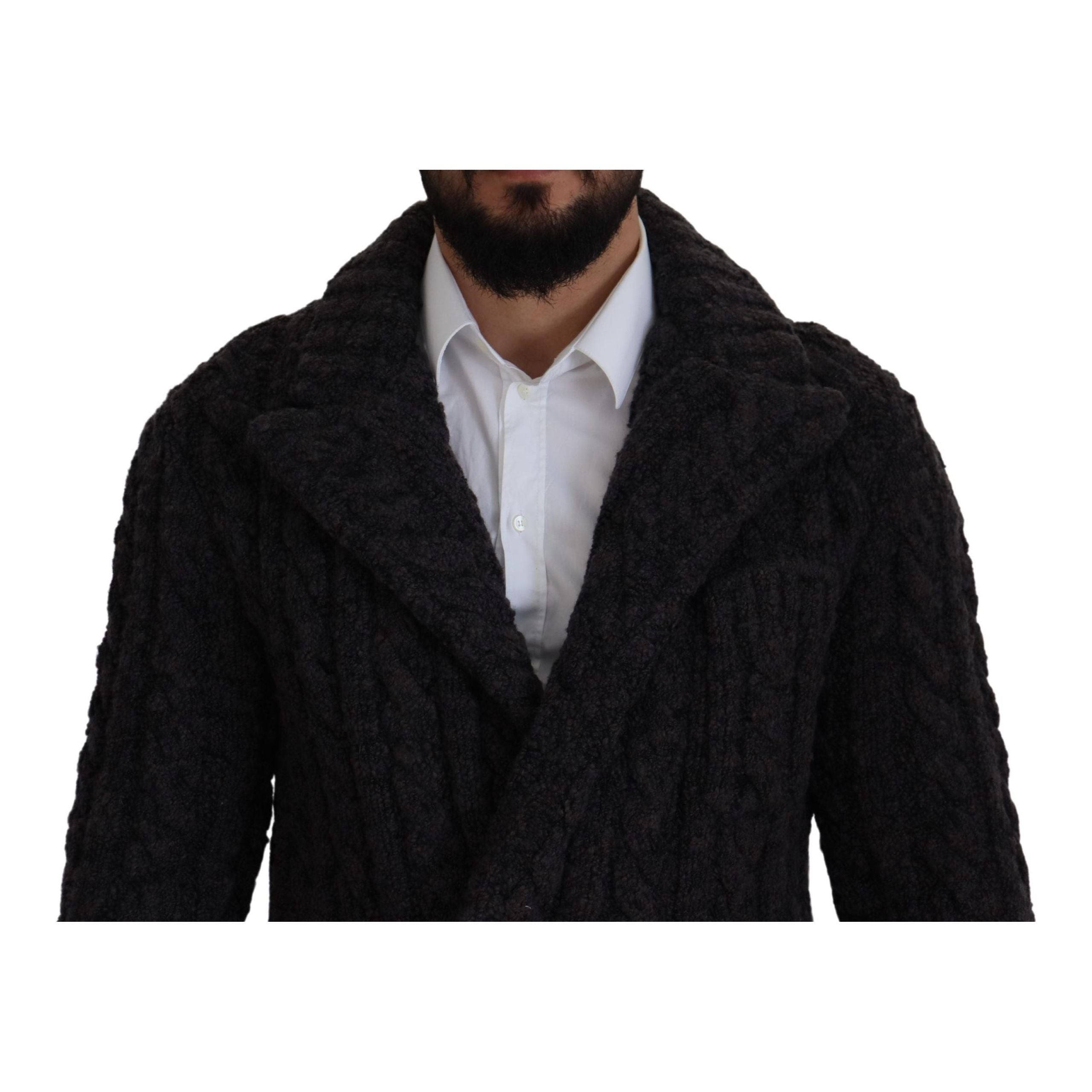 Dolce & Gabbana Grey Wool-Cashmere Double-Breasted Coat