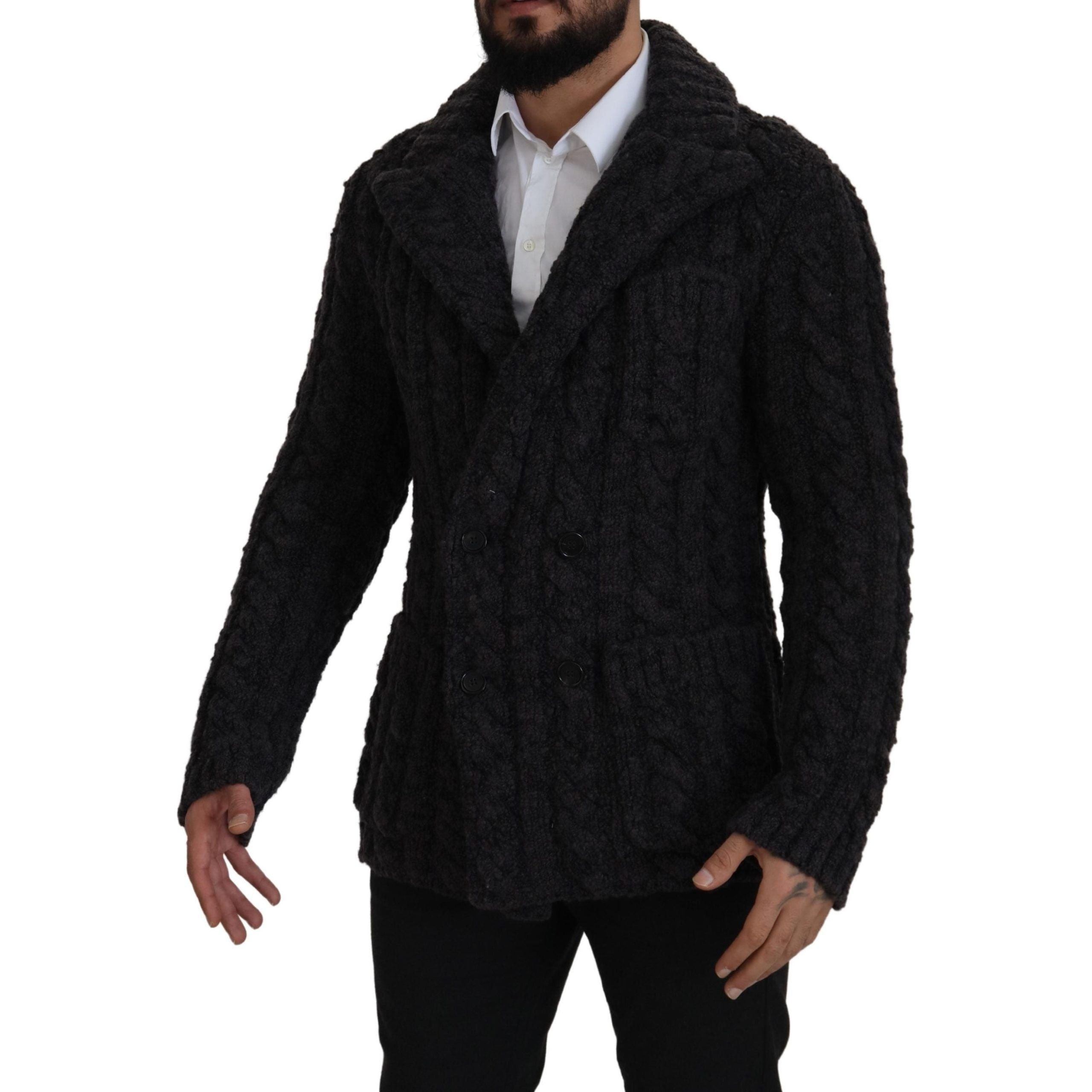 Dolce & Gabbana Grey Wool-Cashmere Double-Breasted Coat