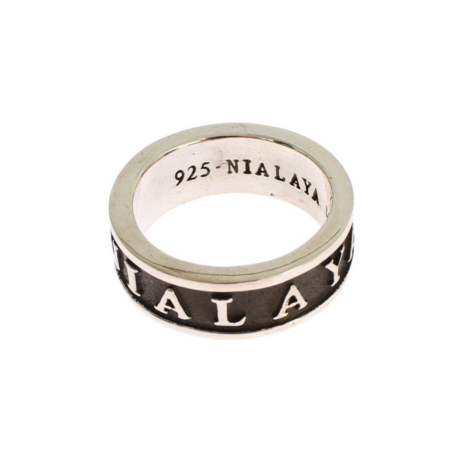 Nialaya Silver and Black Sterling Ring for Distinction