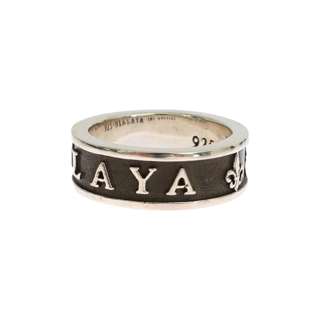 Nialaya Silver and Black Sterling Ring for Distinction