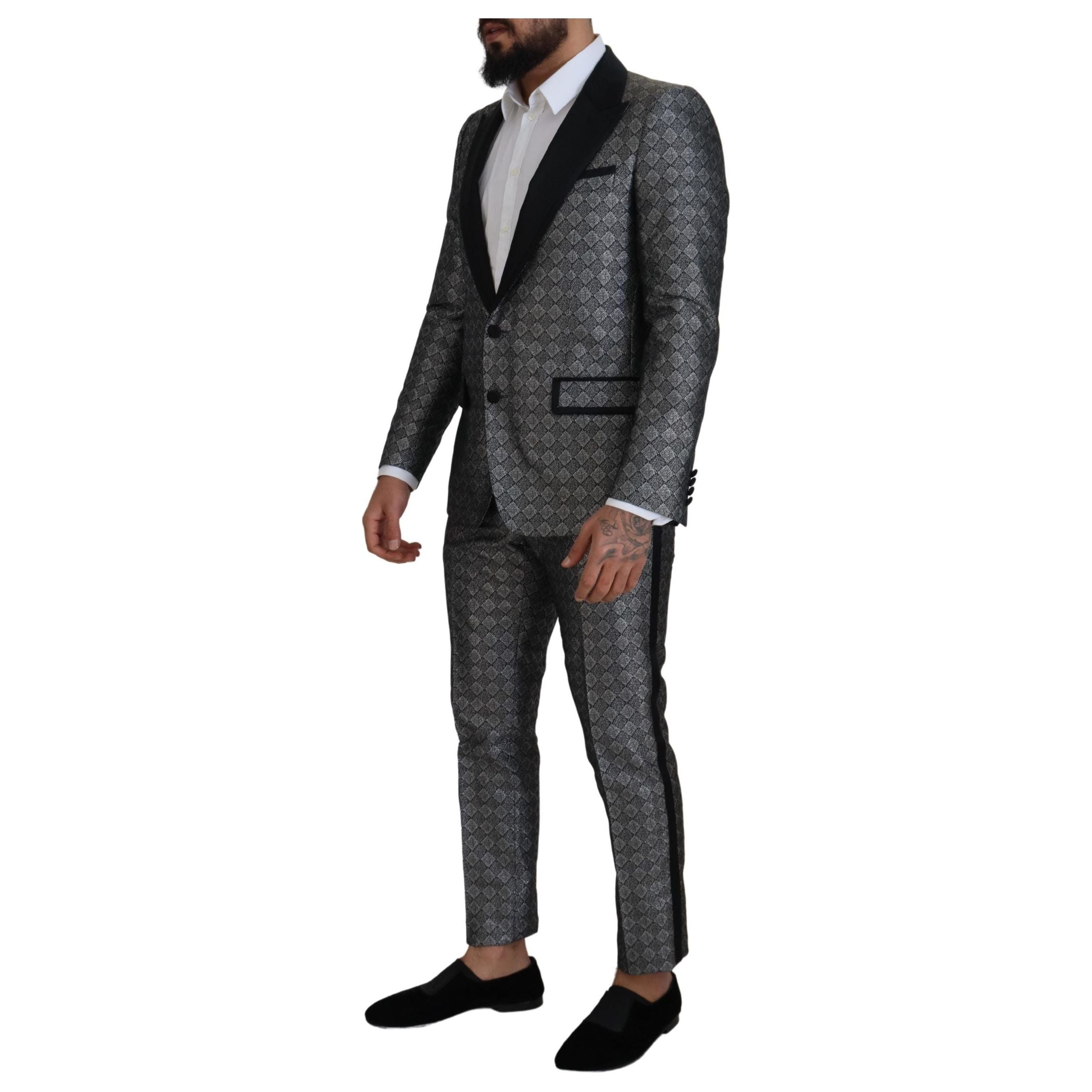 Dolce & Gabbana Silver Wool Tailored Suit