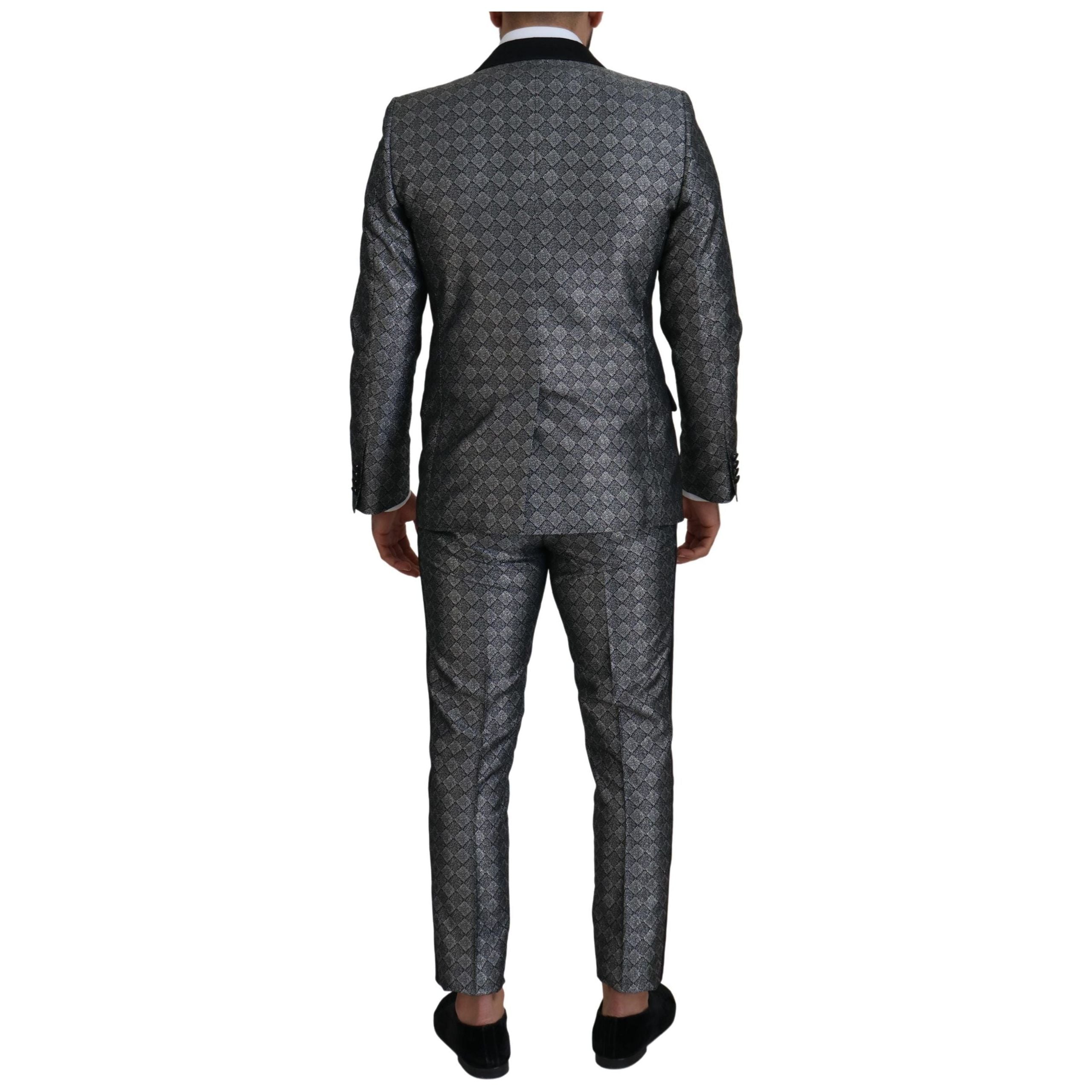 Dolce & Gabbana Silver Wool Tailored Suit