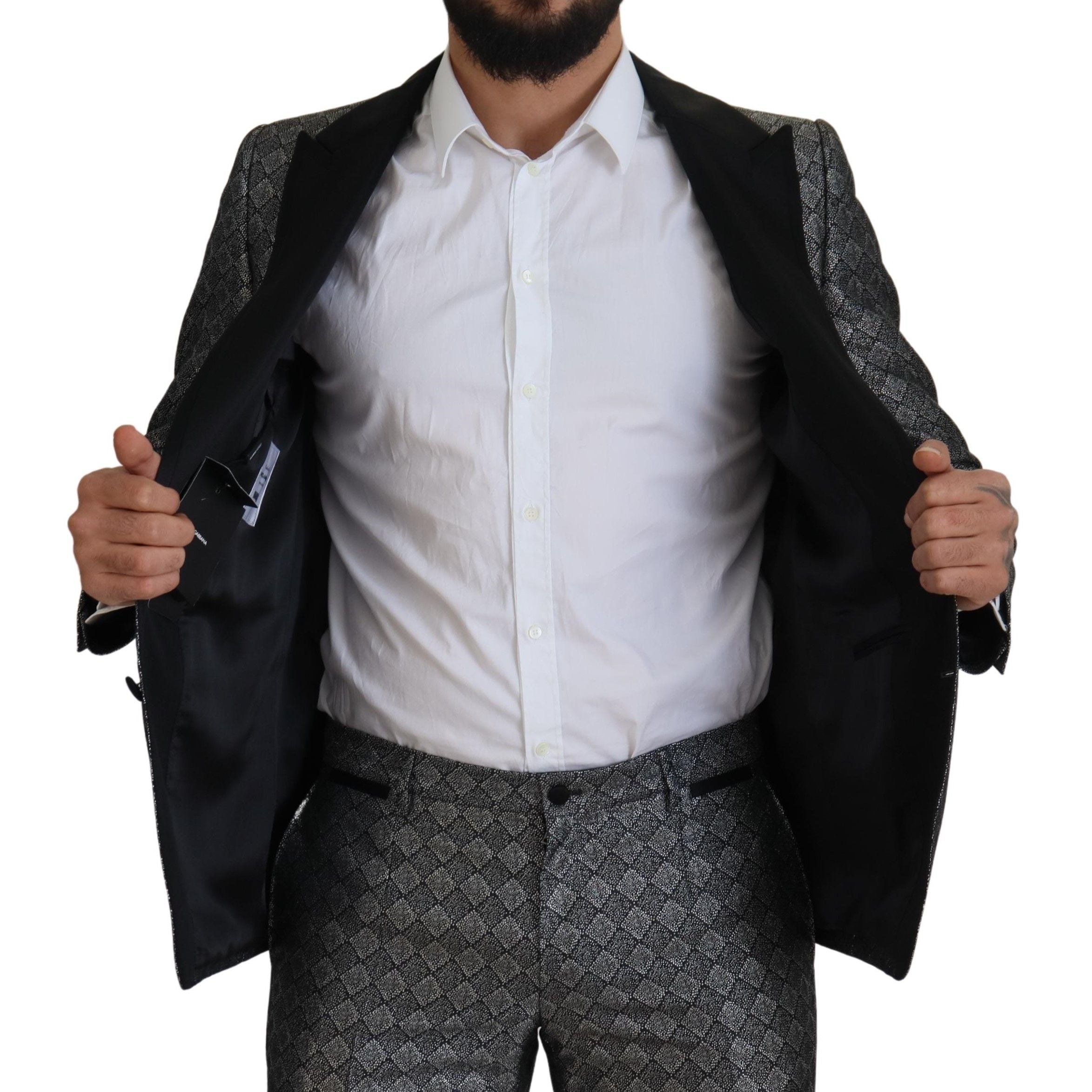 Dolce & Gabbana Silver Wool Tailored Suit