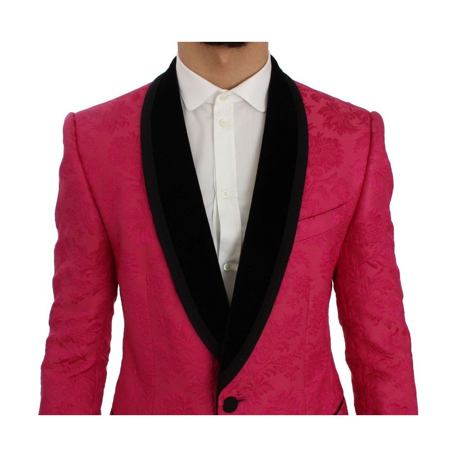 Dolce & Gabbana Pink Brocade Single-Breasted Blazer