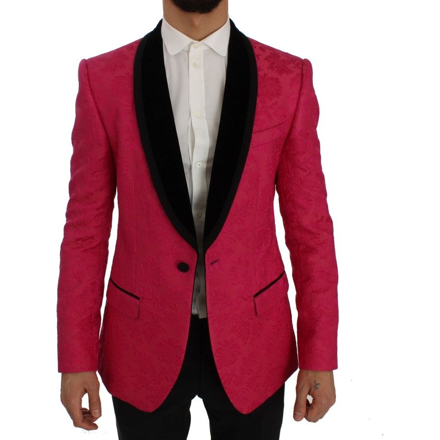 Dolce & Gabbana Pink Brocade Single-Breasted Blazer