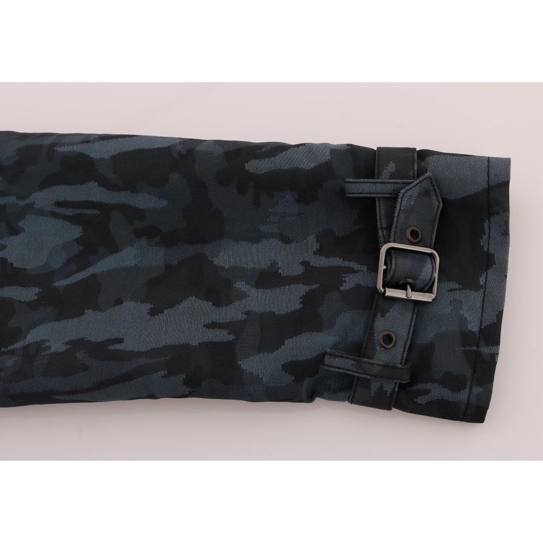 Dolce & Gabbana Blue Camouflage Cotton Trench Coat