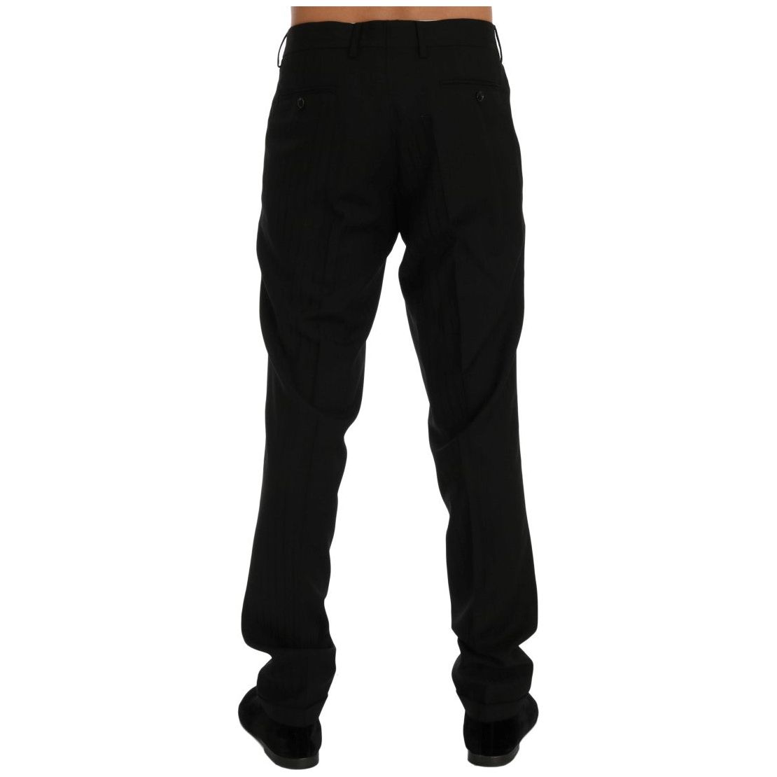 Dolce & Gabbana Black Wool Striped Dress Pants