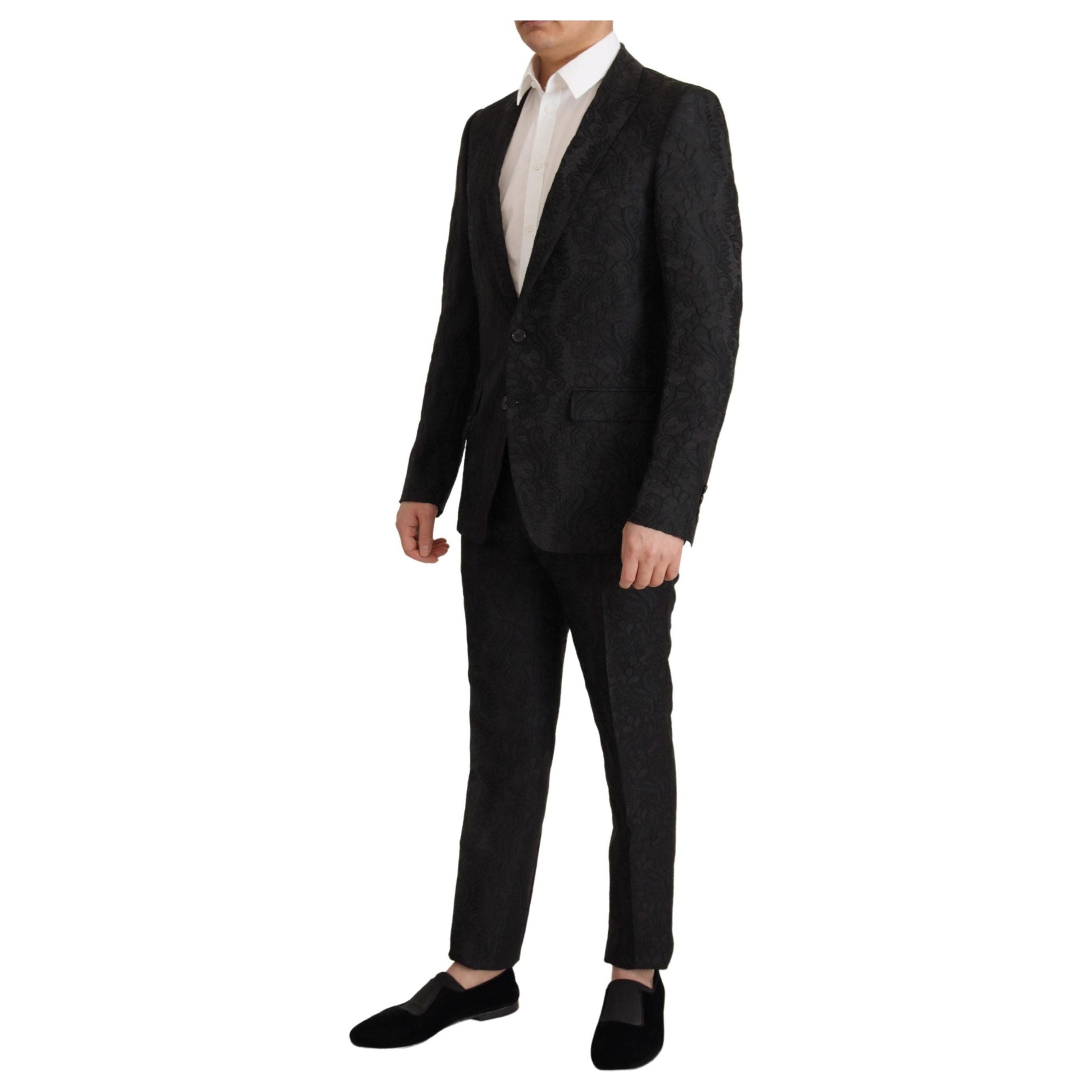 Dolce & Gabbana Black Glitter Fabric Martini Suit Set