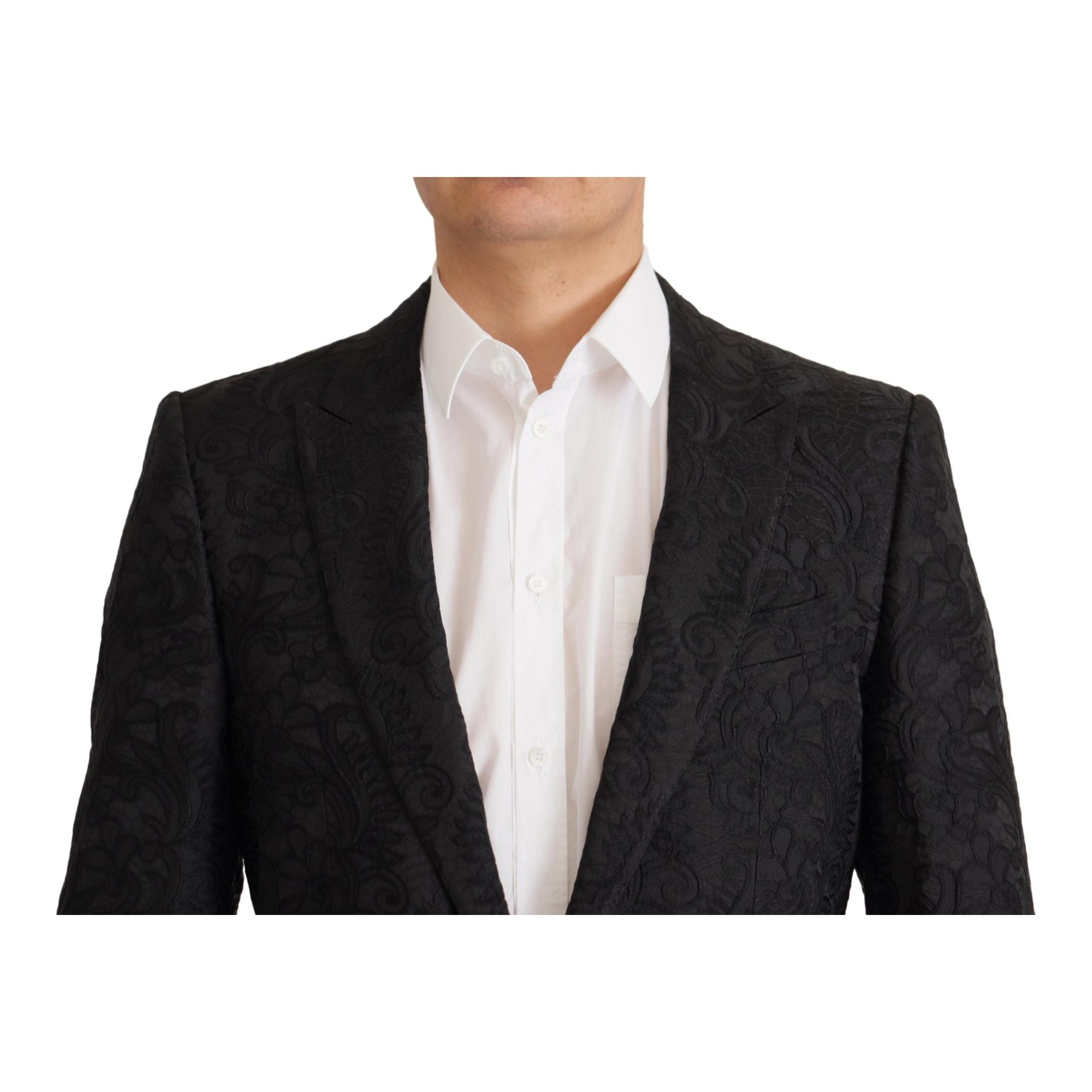 Dolce & Gabbana Black Glitter Fabric Martini Suit Set