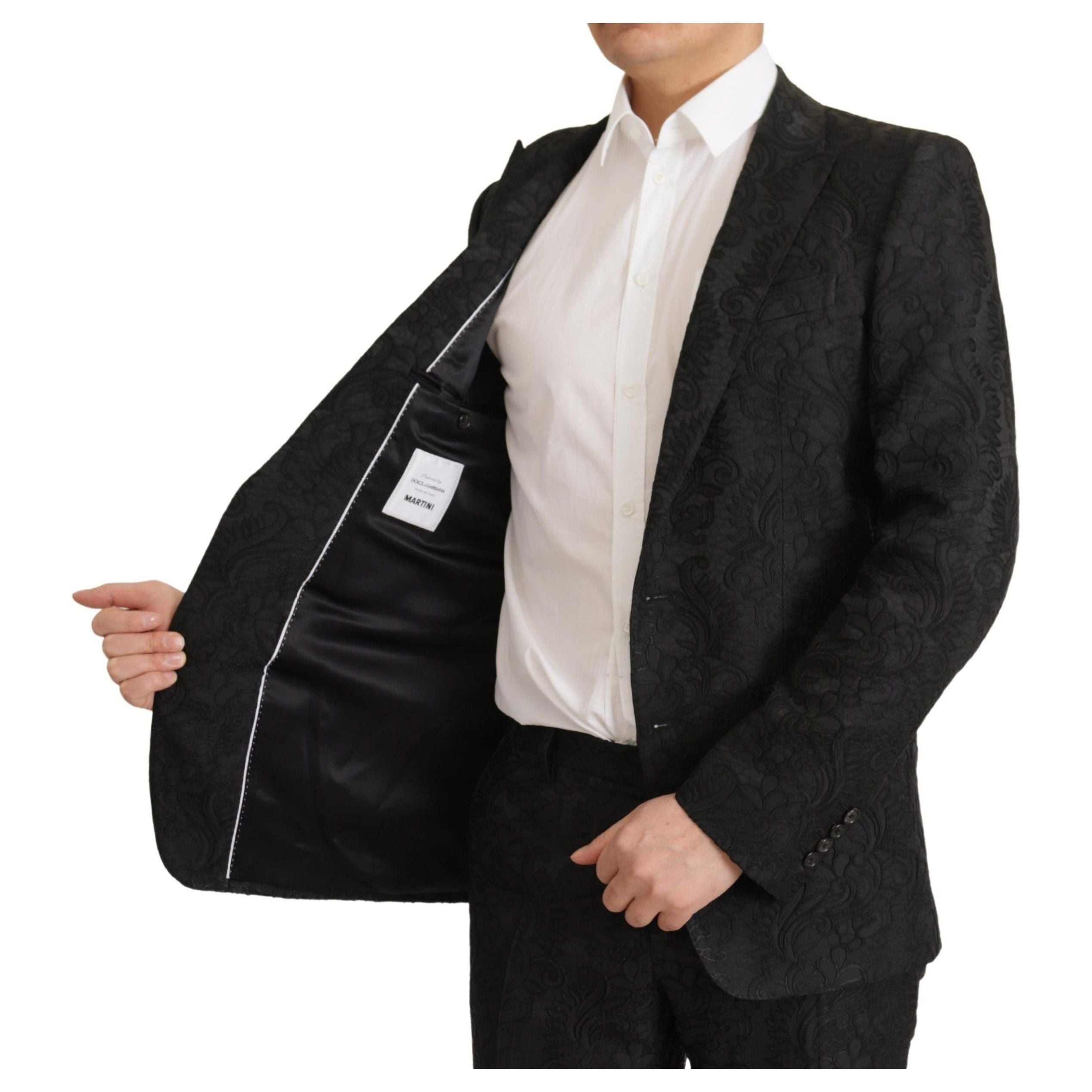 Dolce & Gabbana Black Glitter Fabric Martini Suit Set