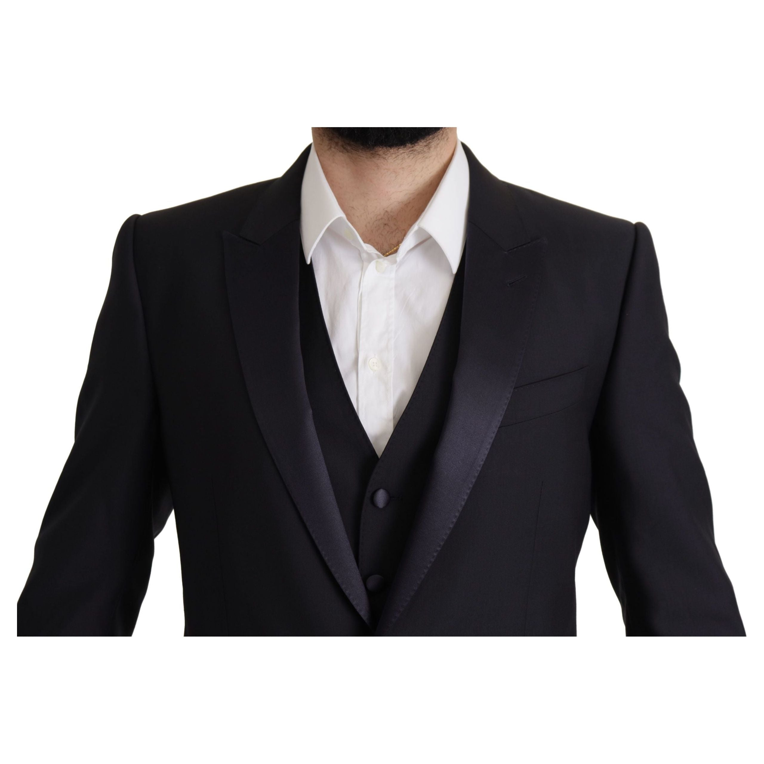 Dolce & Gabbana Black Wool Blend Three-Piece Suit