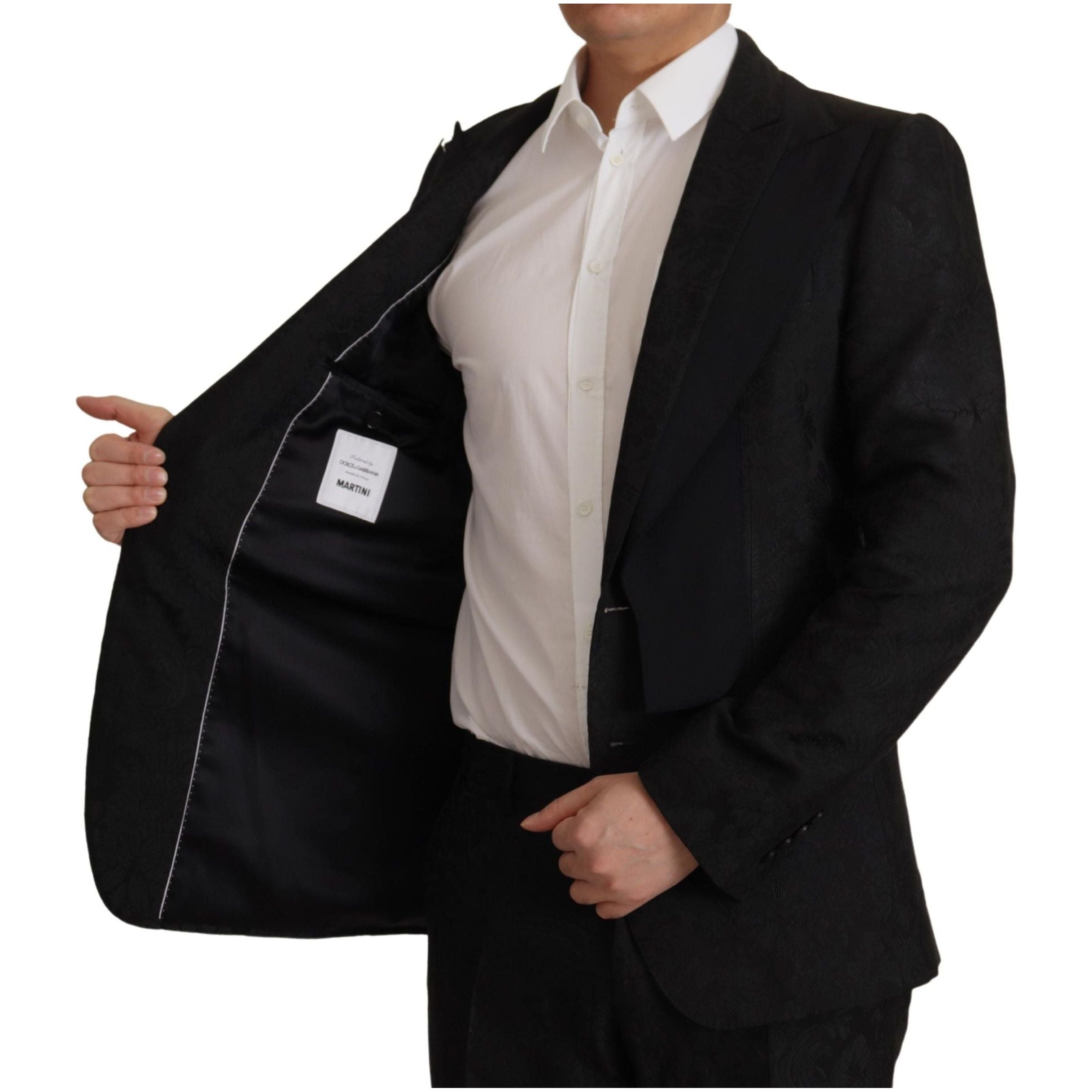 Dolce & Gabbana Black Silk Two-Piece Martini Suit