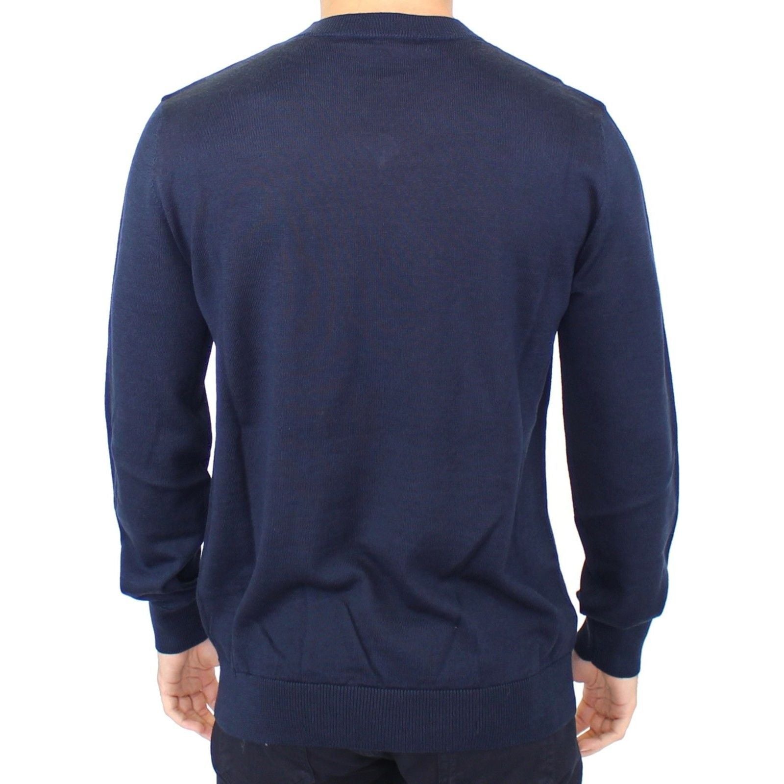 Ermanno Scervino Blue Wool Blend V-Neck Pullover