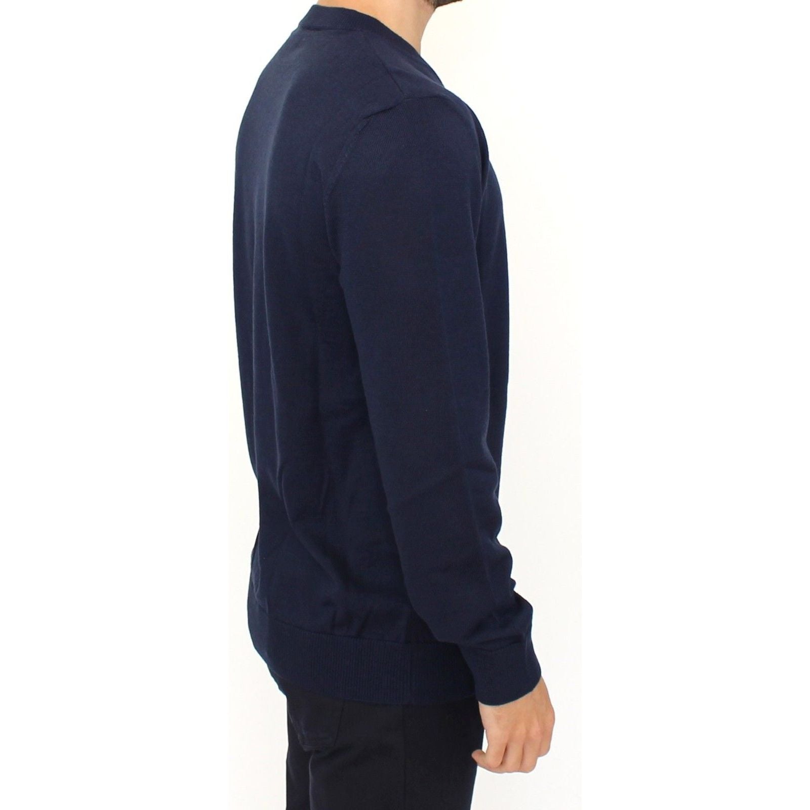Ermanno Scervino Blue Wool Blend V-Neck Pullover